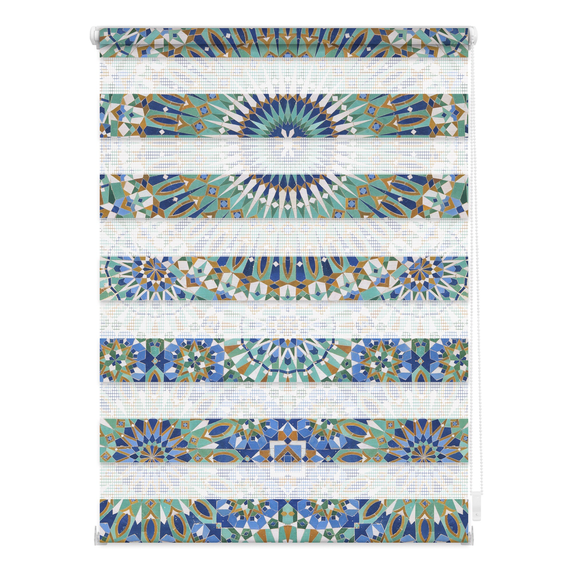 Lichtblick Duo Rollo Klemmfix, ohne Bohren, blickdicht, Orientalisches Muster - Blau Gr&uuml;n - Bild 1