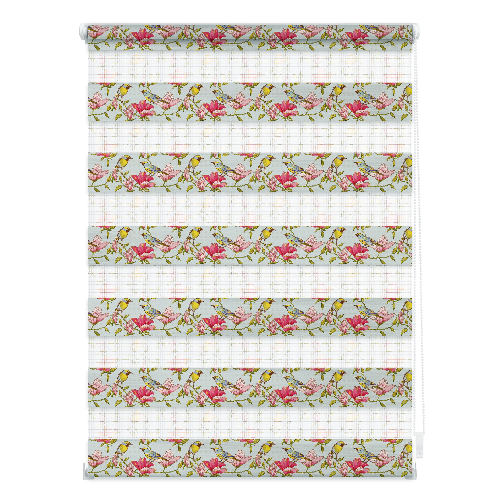 Lichtblick Duo Rollo Klemmfix, ohne Bohren, blickdicht, Birds - Gr&uuml;n Pink - Bild 1