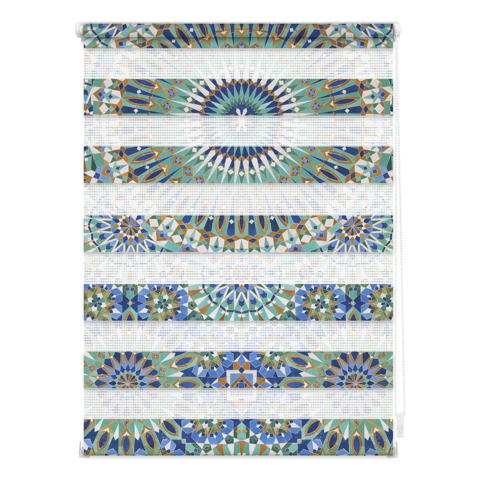 Lichtblick Duo Rollo Klemmfix, ohne Bohren, blickdicht, Orientalisches Muster - Blau Grün