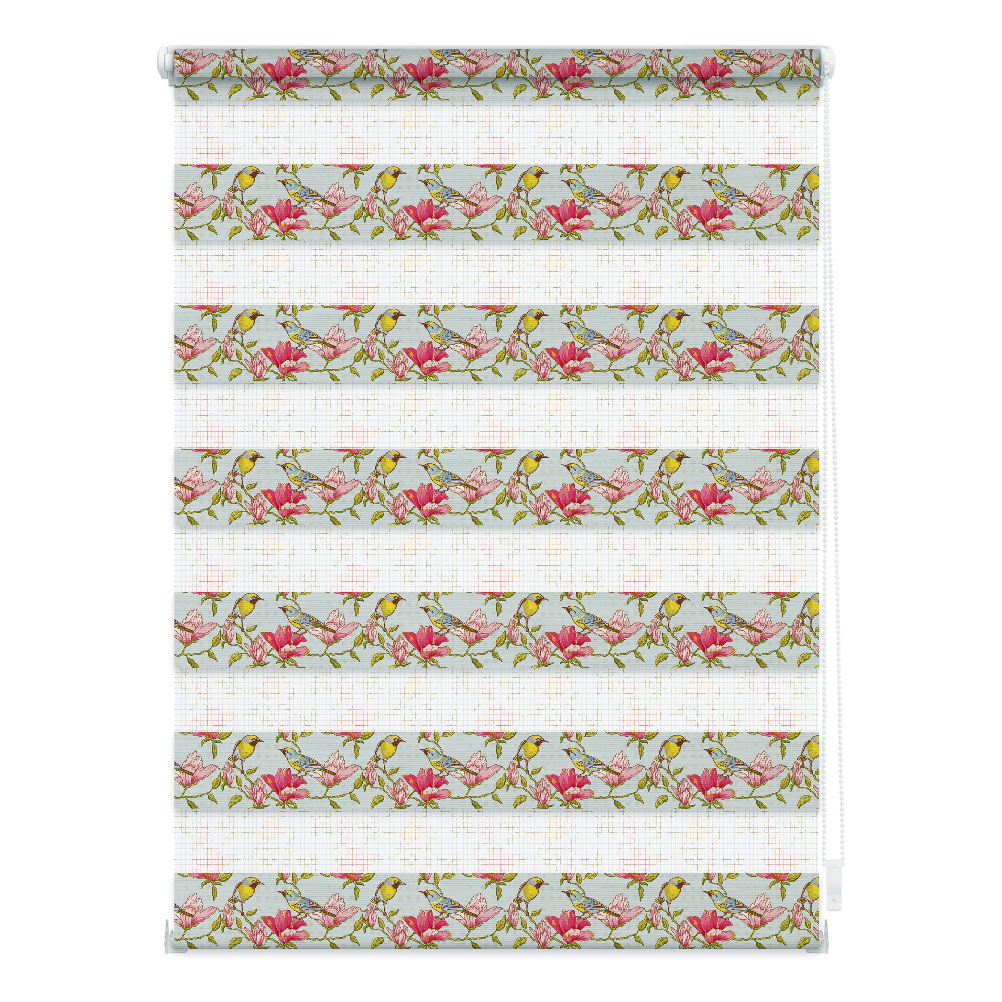 Lichtblick Duo Rollo Klemmfix, ohne Bohren, blickdicht, Birds - Gr&uuml;n Pink - Bild 1