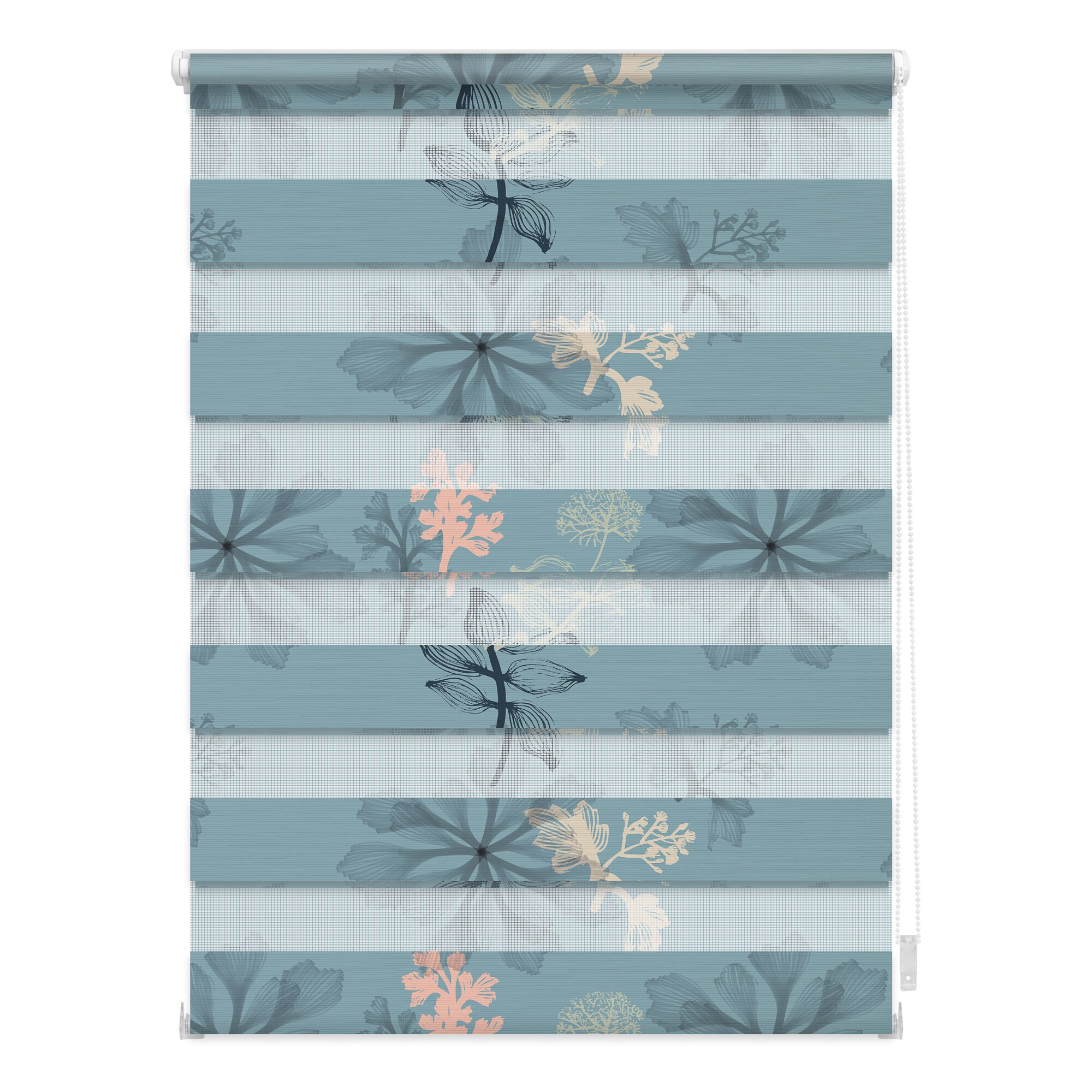 Lichtblick Duo Rollo Klemmfix, ohne Bohren, blickdicht, Aqua Floral - Blau - Bild 1