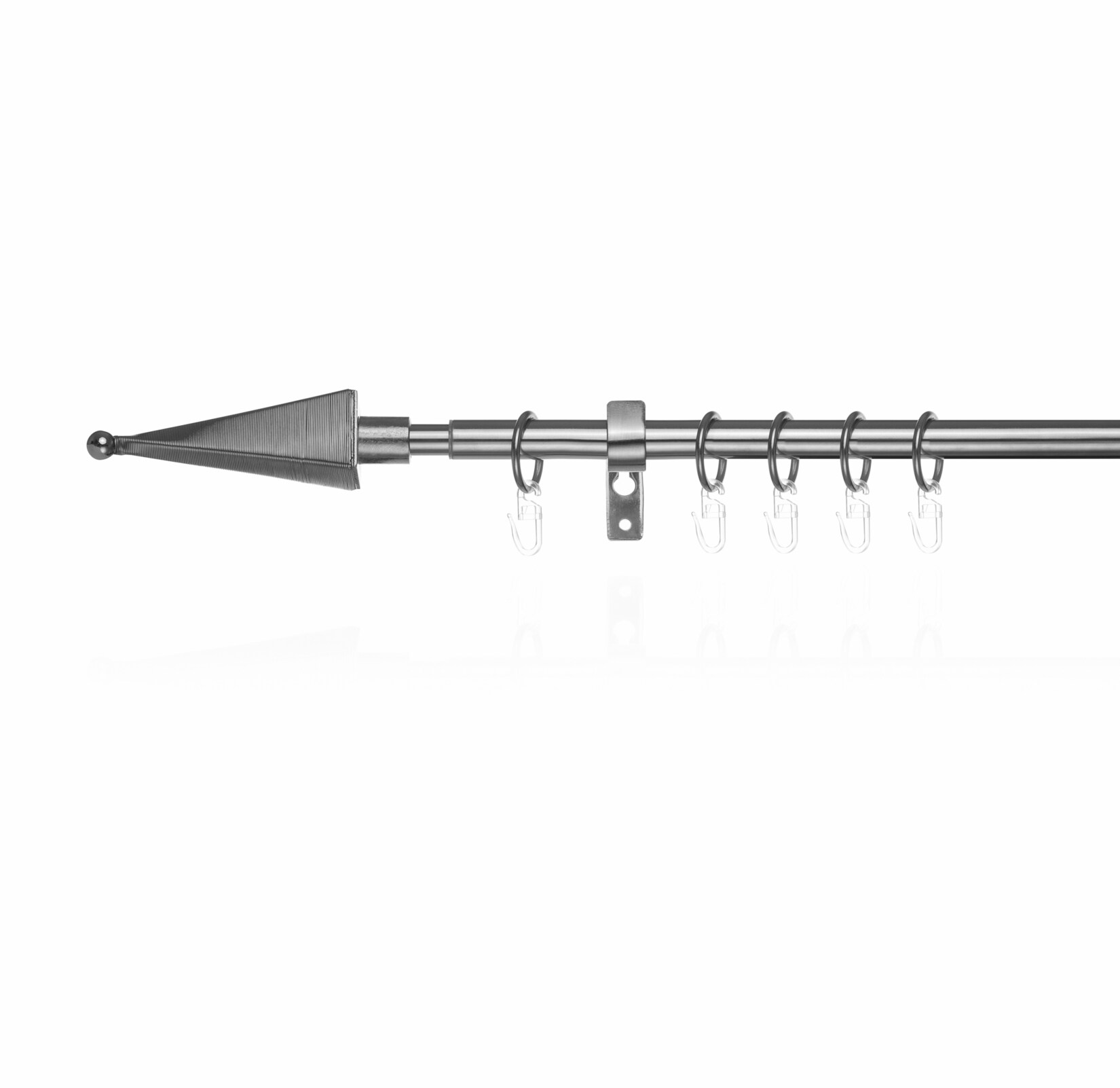 Lichtblick Gardinenstange Pyramide, 16 mm, ausziehbar 130 – 240 cm, Edelstahl Optik | 04250434154282