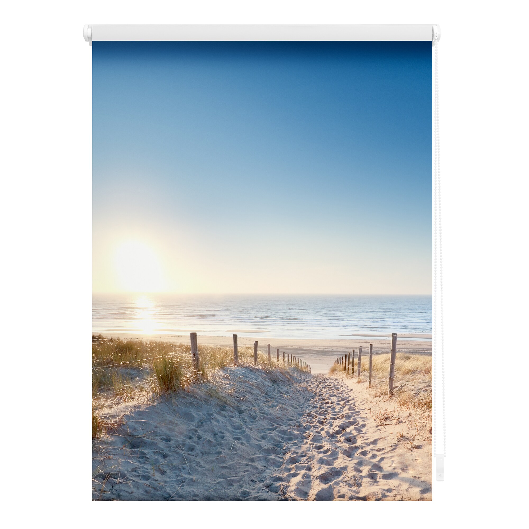 Lichtblick Rollo Klemmfix, ohne Bohren, blickdicht, Ostseestrand - Blau - Bild 1