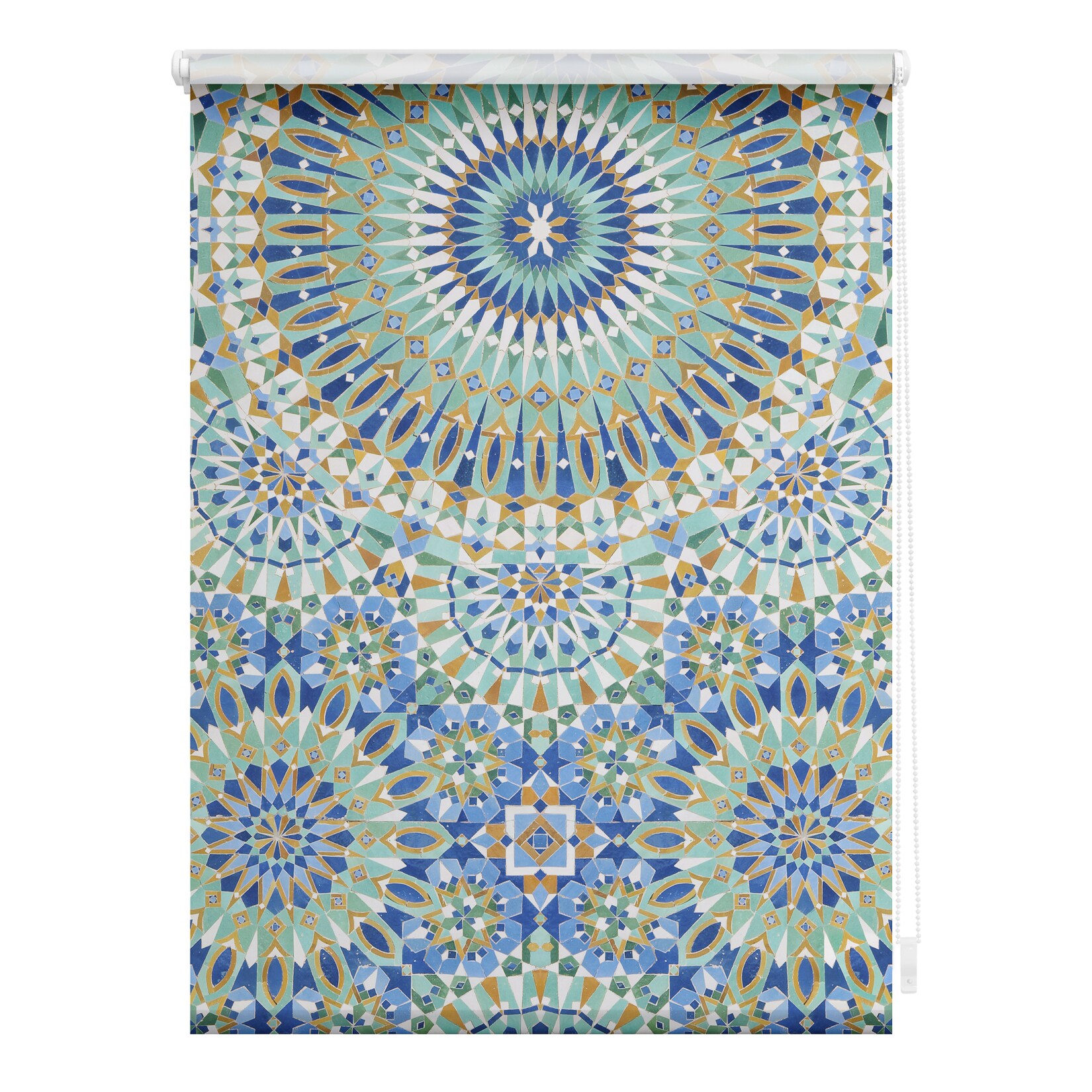 Lichtblick Rollo Klemmfix, ohne Bohren, blickdicht, Orientalische Muster - Blau Grün