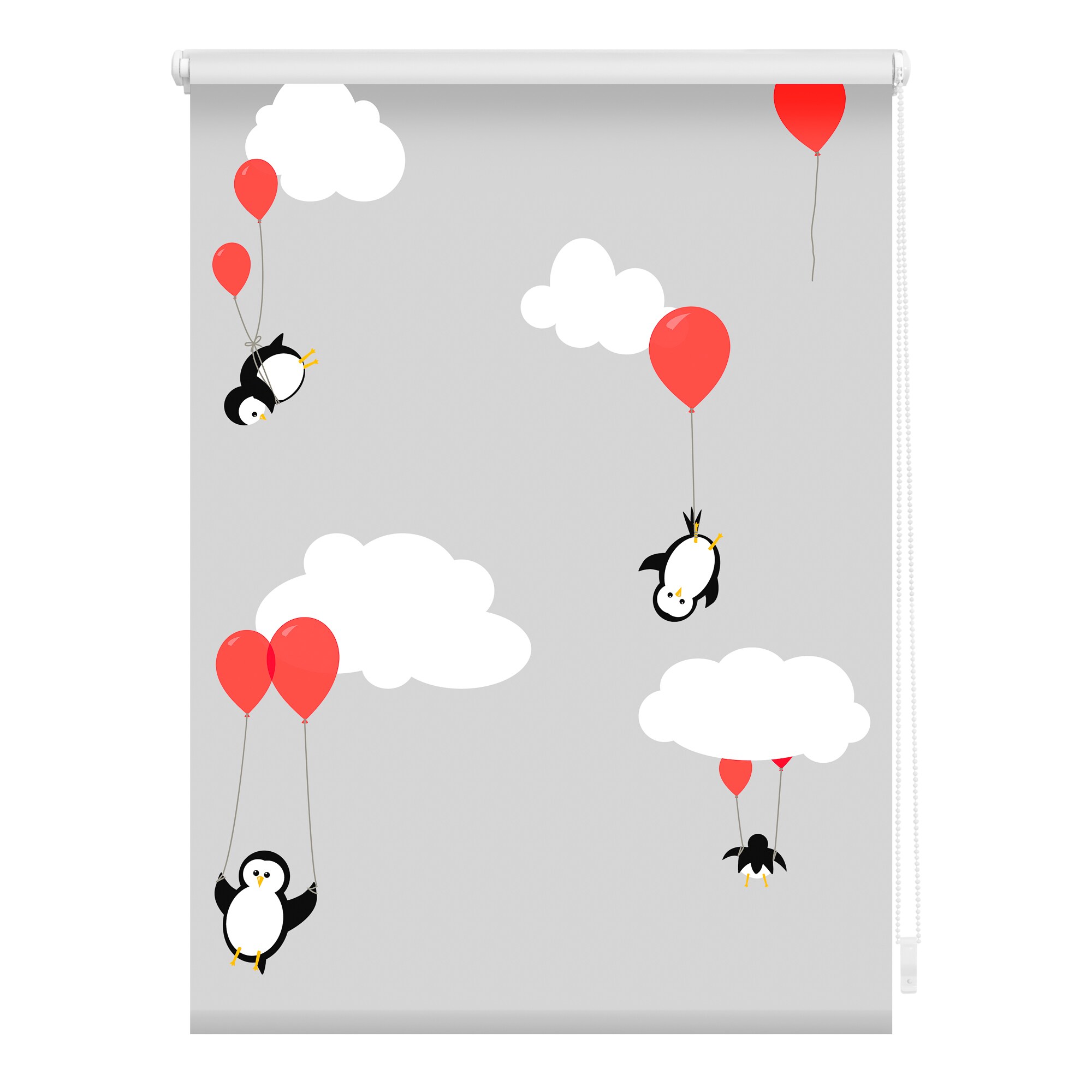 Lichtblick Rollo Klemmfix, ohne Bohren, blickdicht, Pinguine - Rot - Bild 1