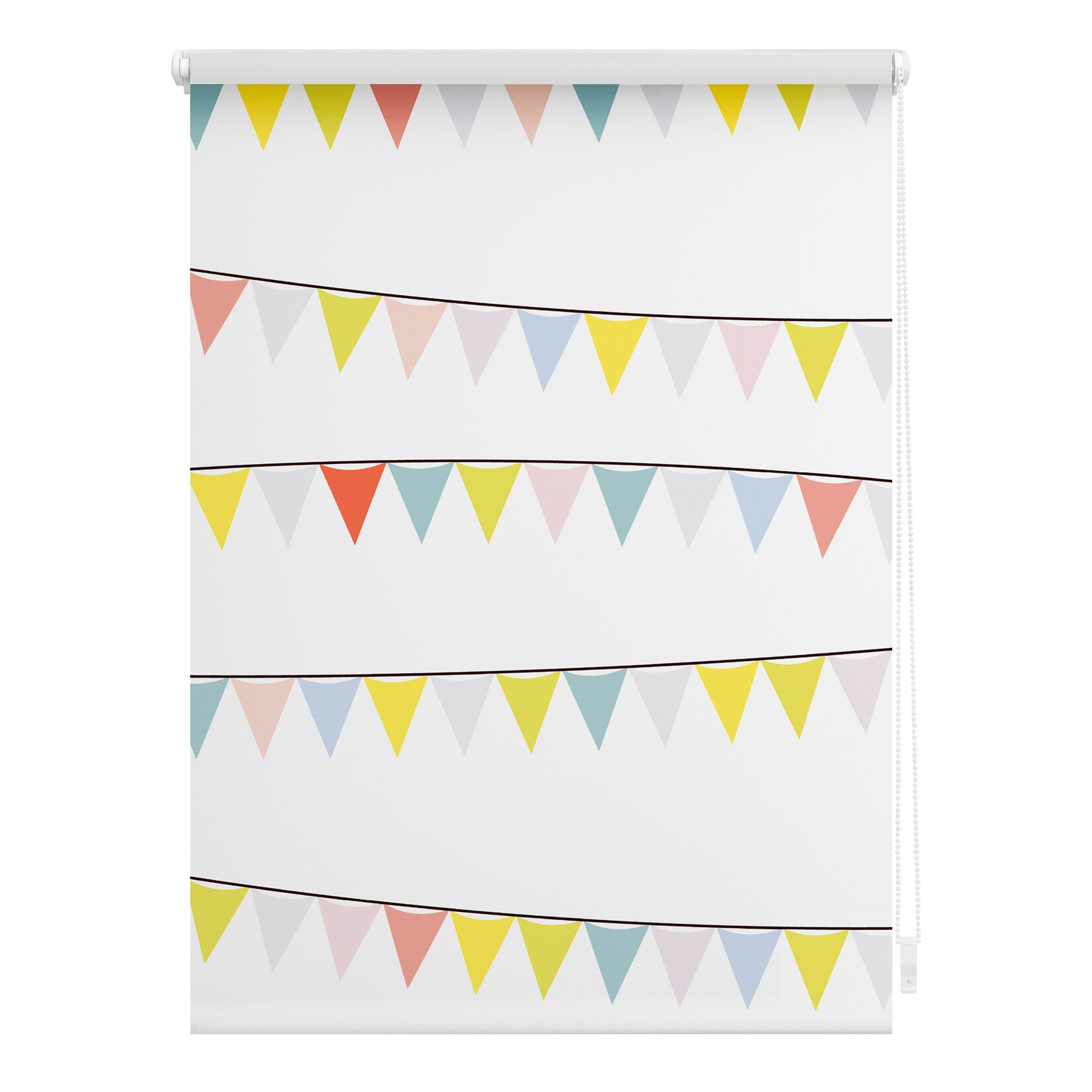Lichtblick Rollo Klemmfix, ohne Bohren, blickdicht, Wimpelkette - Bunt