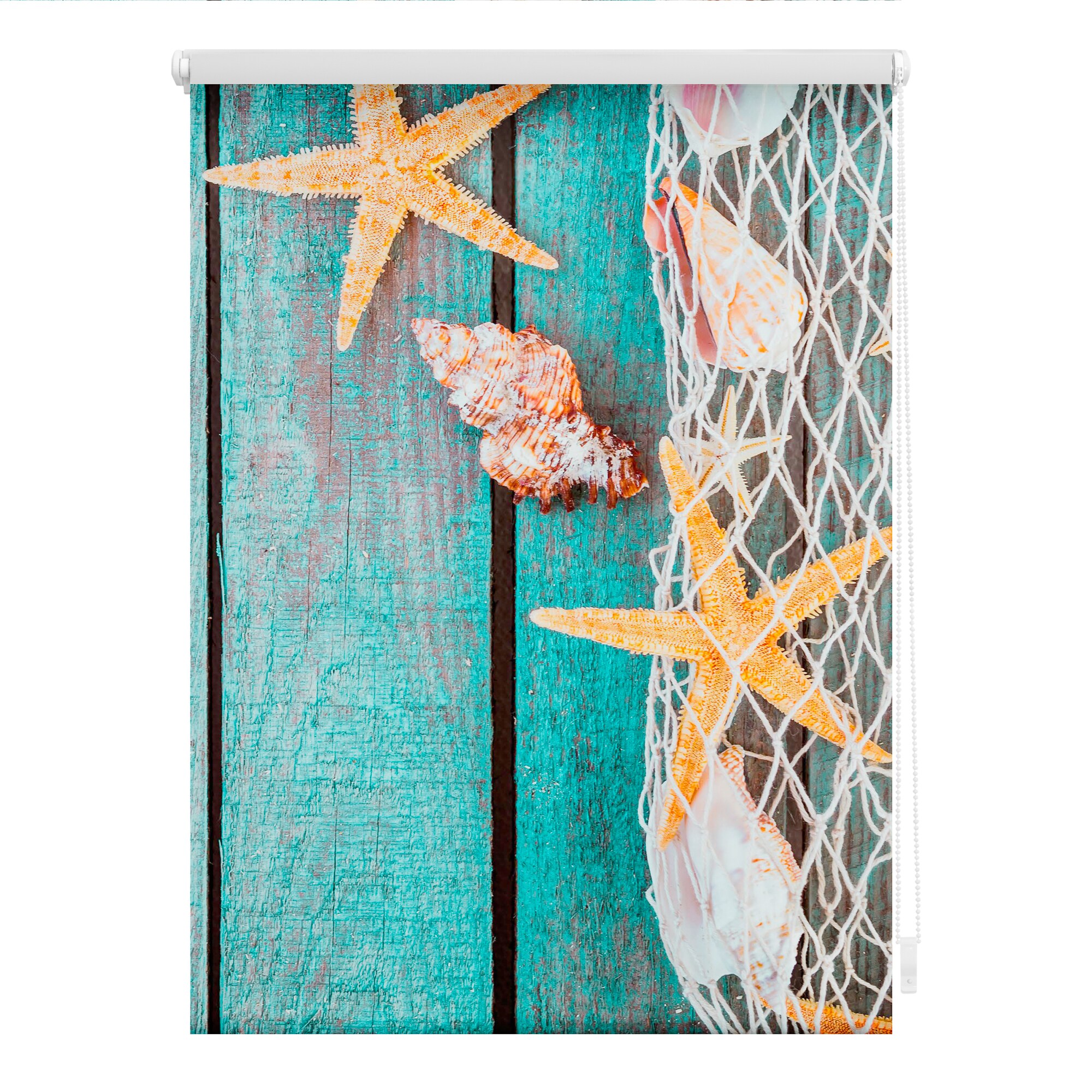 Lichtblick Rollo Klemmfix, ohne Bohren, blickdicht, Bretter Beach - Petrol - Bild 1