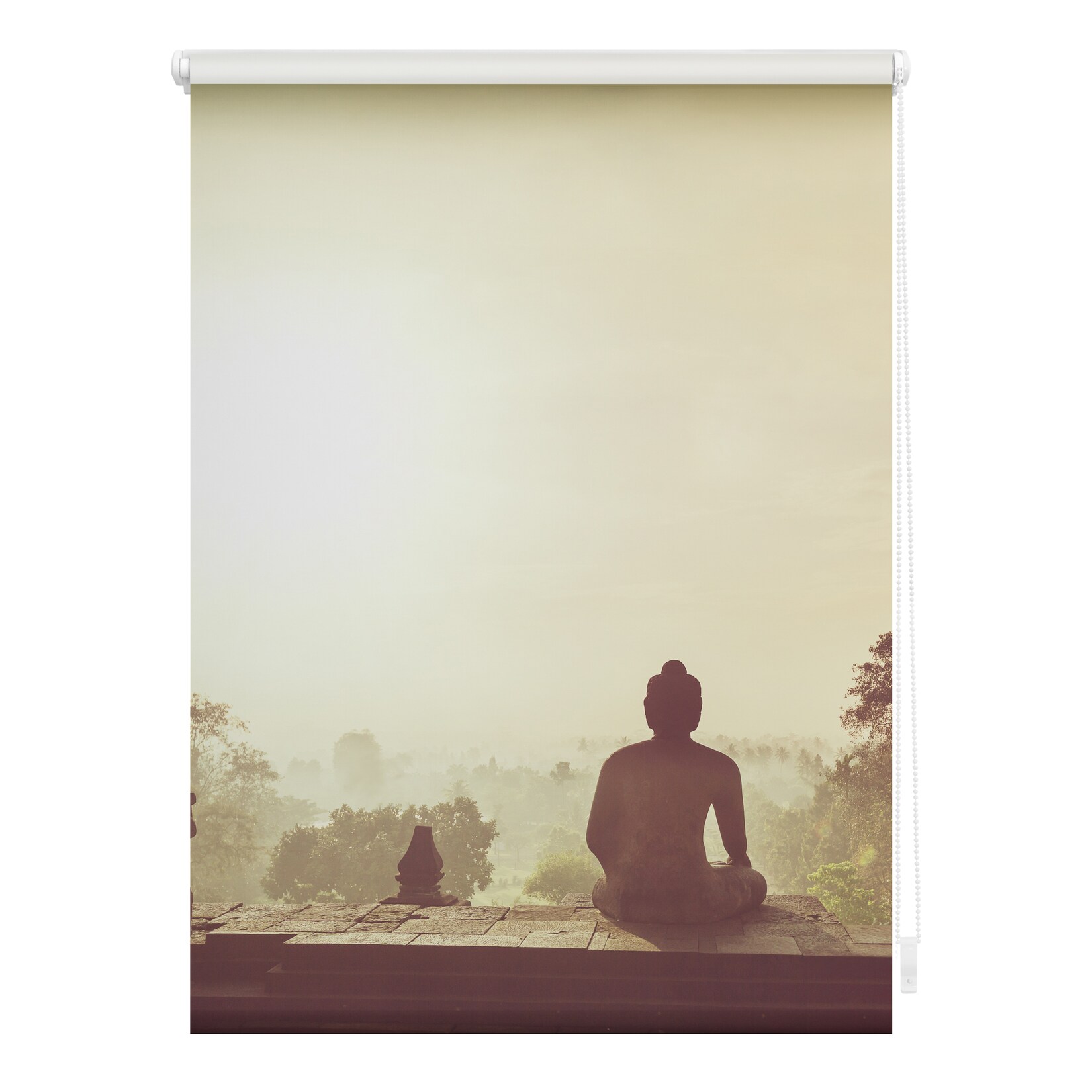 Lichtblick Rollo Klemmfix, ohne Bohren, blickdicht, Tempel Borobudur - Orange
