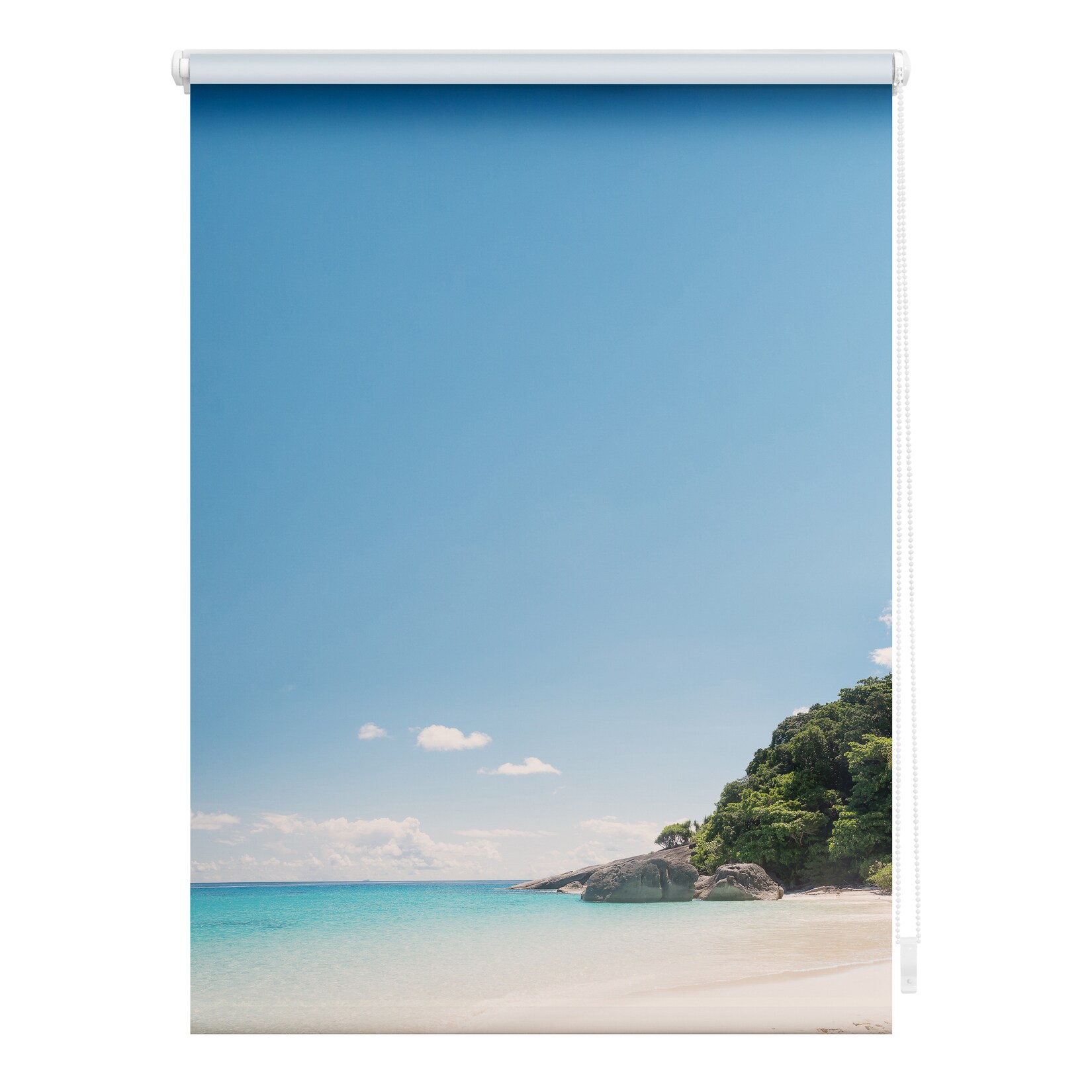 Lichtblick Rollo Klemmfix, ohne Bohren, blickdicht, Südseeinsel - Blau