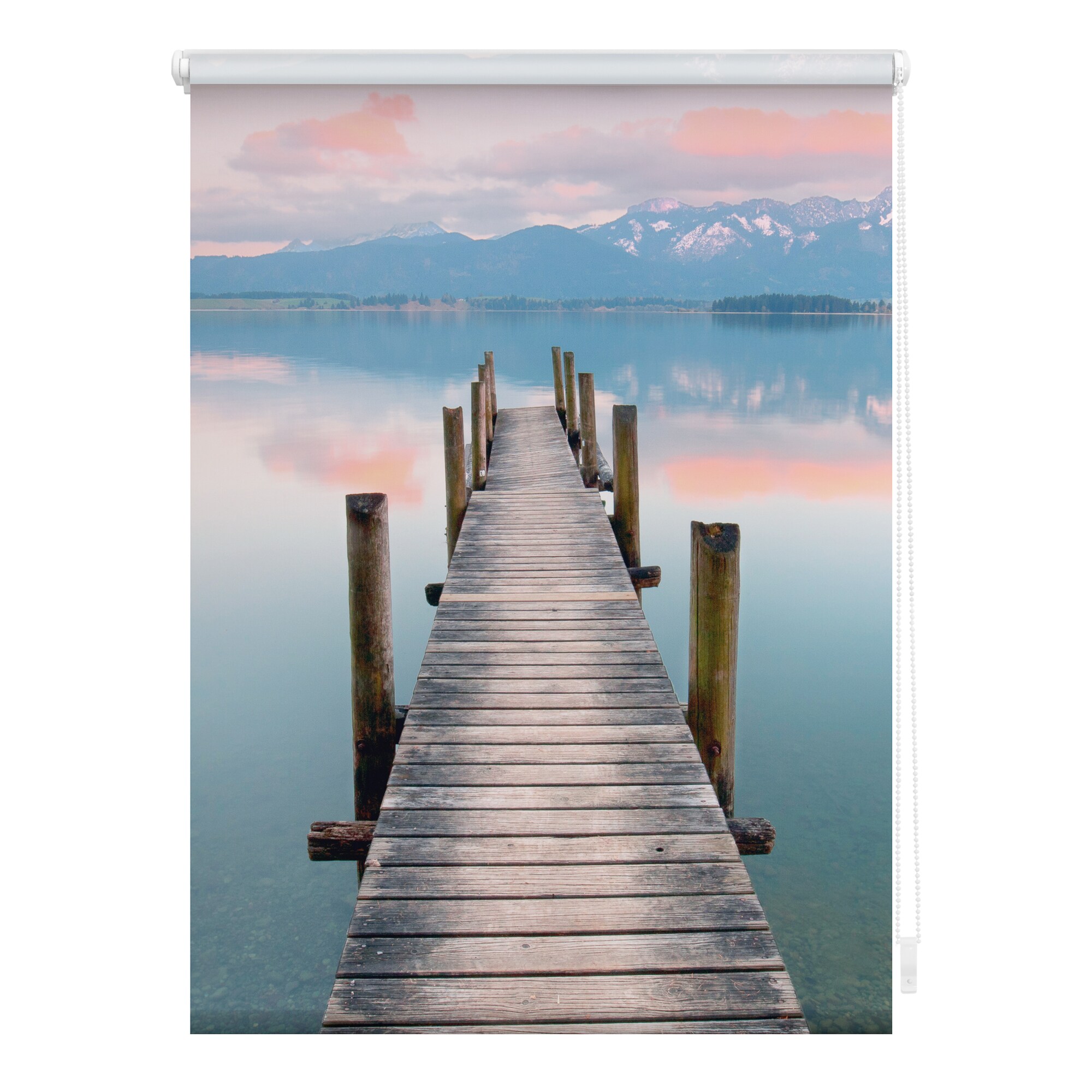 Lichtblick Rollo Klemmfix, ohne Bohren, blickdicht, Steg Abendstimmung - Blau Braun - Bild 1