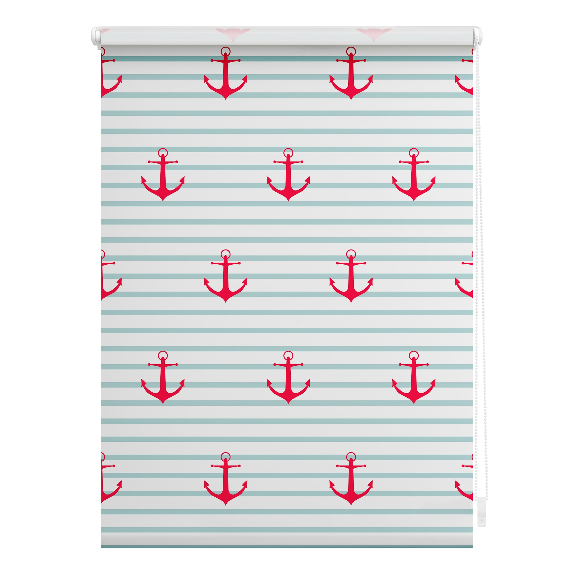 Lichtblick Rollo Klemmfix, ohne Bohren, Verdunkelung, Anker gestreift - T&uuml;rkis Rot - Bild 1