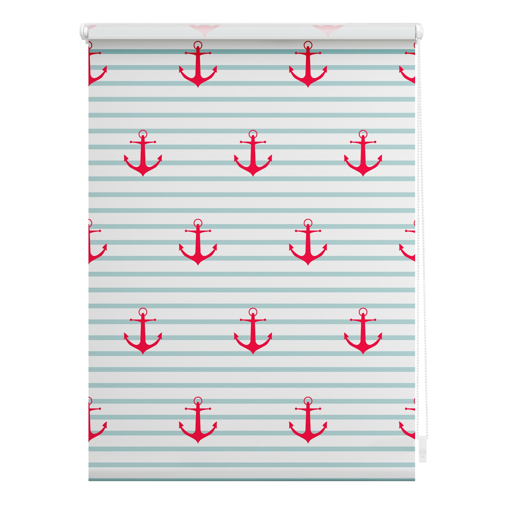 Lichtblick Rollo Klemmfix, ohne Bohren, Verdunkelung, Anker gestreift - Türkis Rot