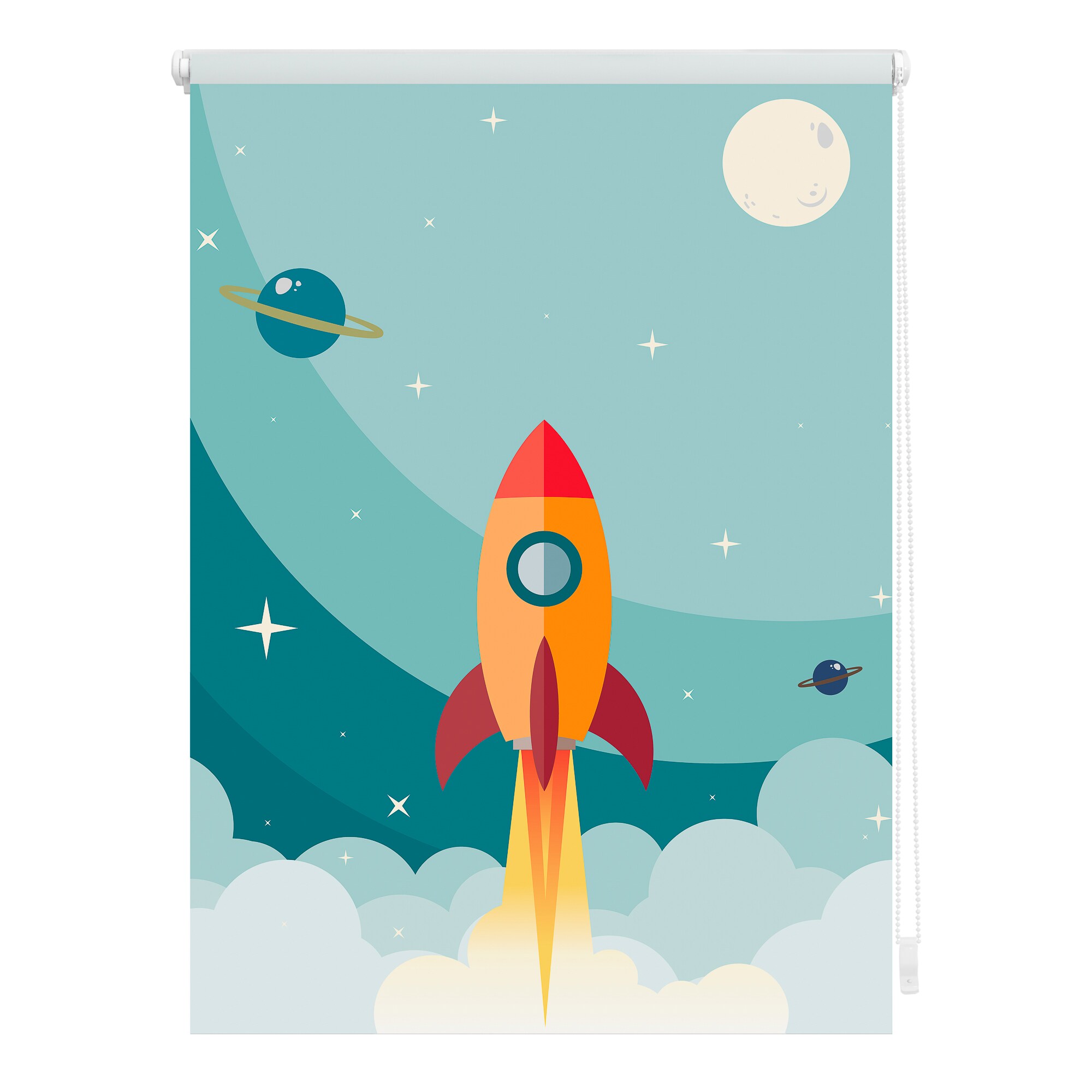 Lichtblick Rollo Klemmfix, ohne Bohren, Verdunkelung, Rakete  - Blau - Bild 1