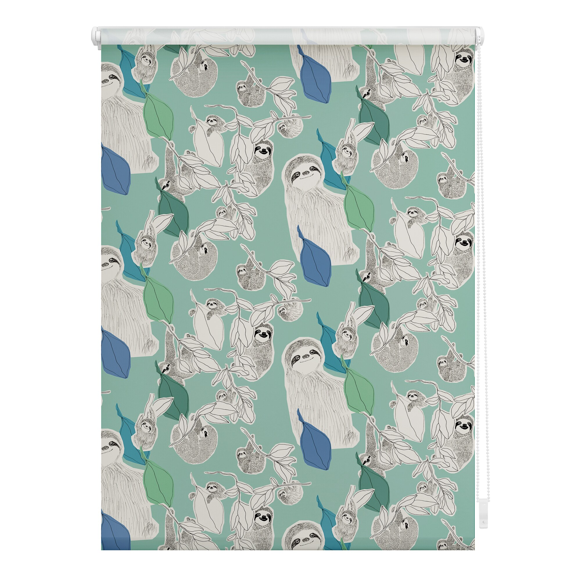 Lichtblick Rollo Klemmfix, ohne Bohren, Verdunkelung, Sloths on turquoise  - Gr&uuml;n - Bild 1