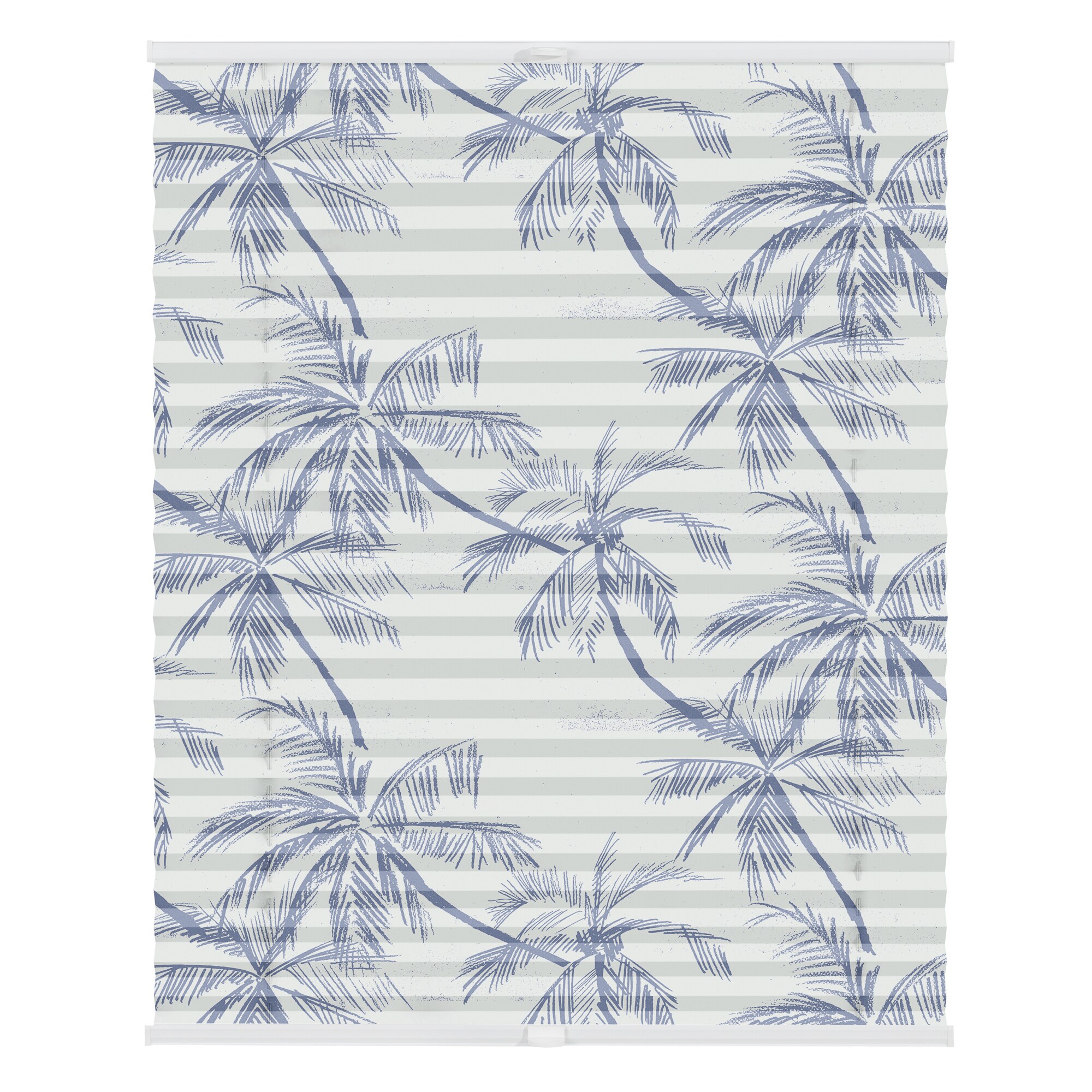 Lichtblick Plissee Klemmfix, ohne Bohren, blickdicht, Blueprint Palms - Blau - Bild 1