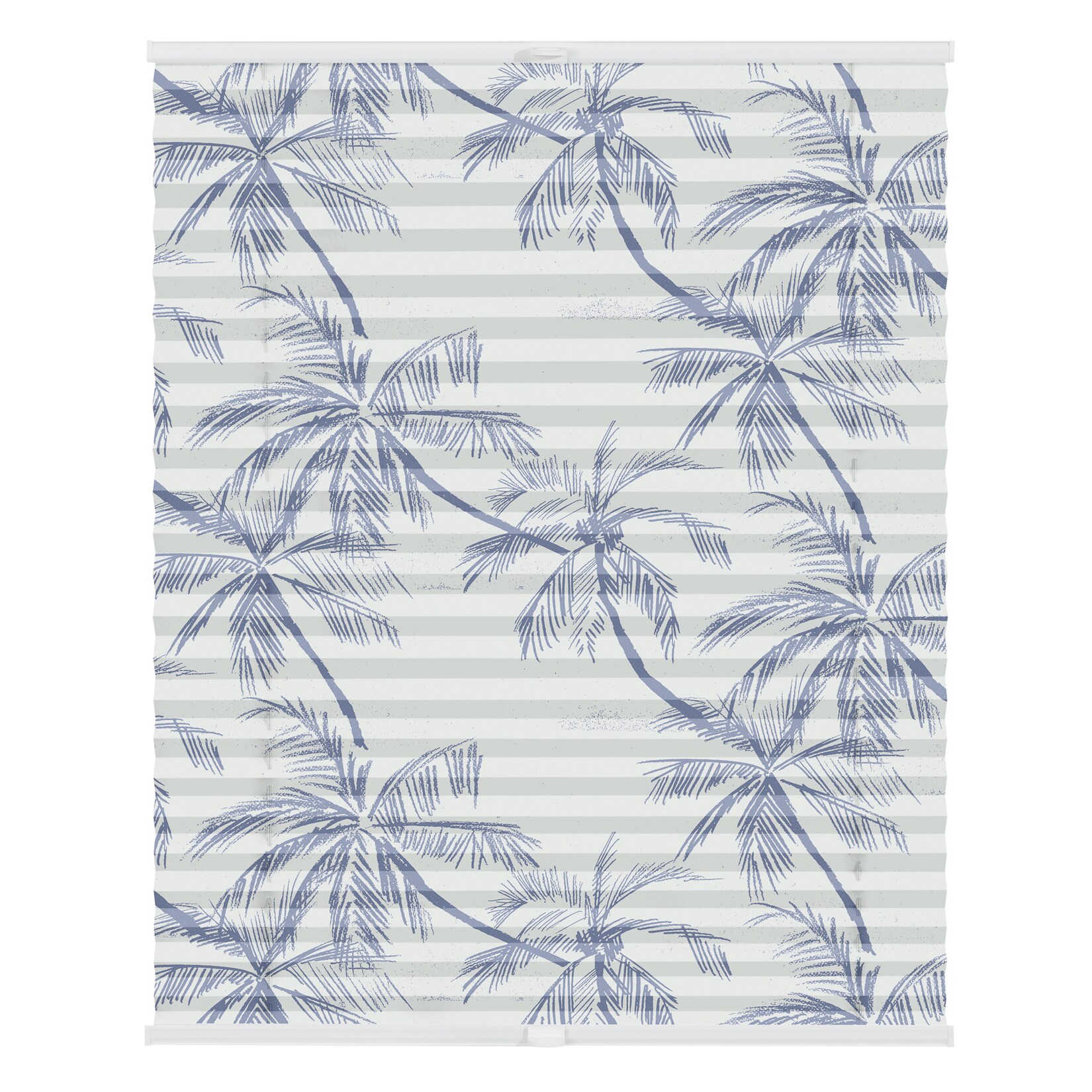 Lichtblick Plissee Klemmfix, ohne Bohren, blickdicht, Blueprint Palms - Blau