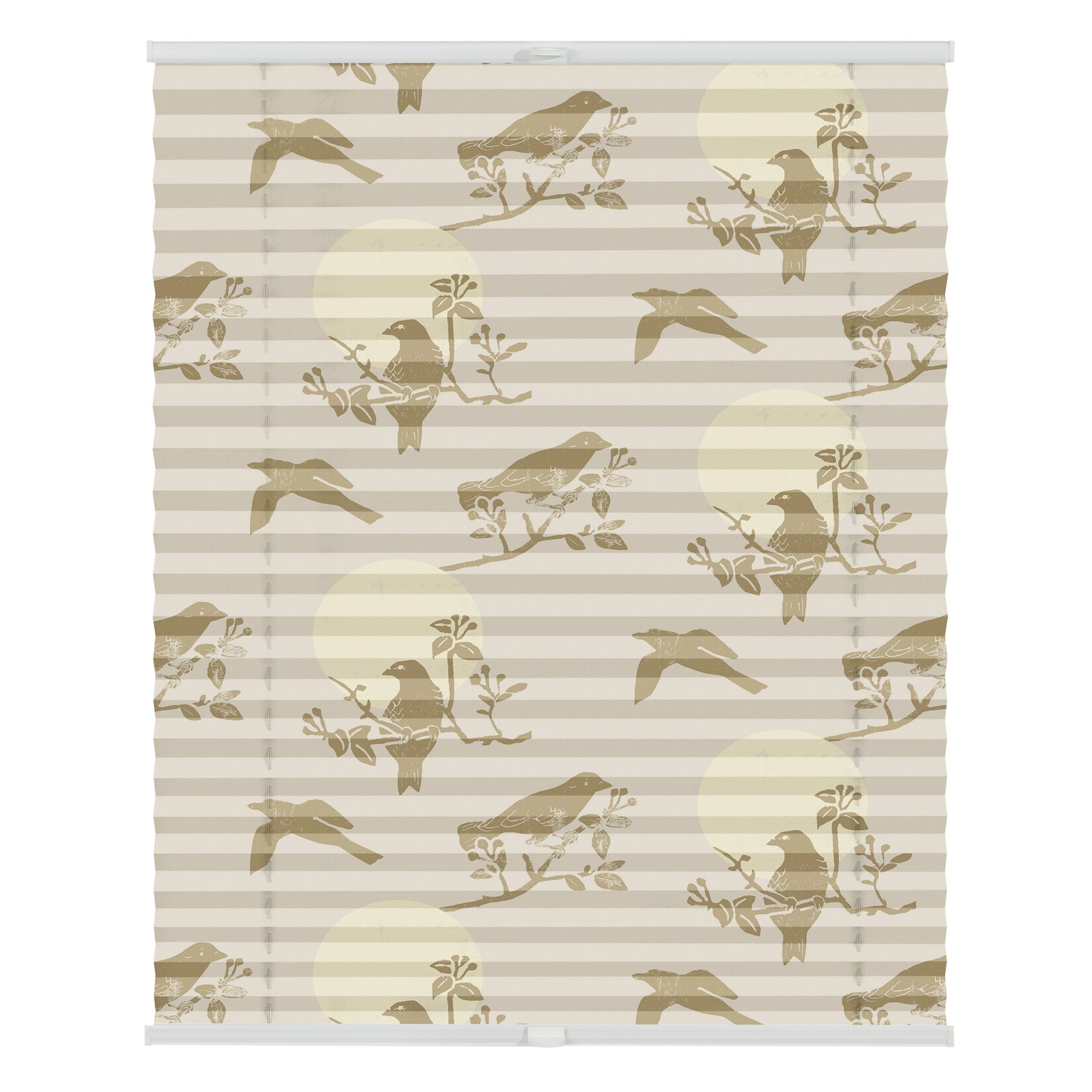 Lichtblick Plissee Klemmfix, ohne Bohren, blickdicht, Moon Birds - Beige