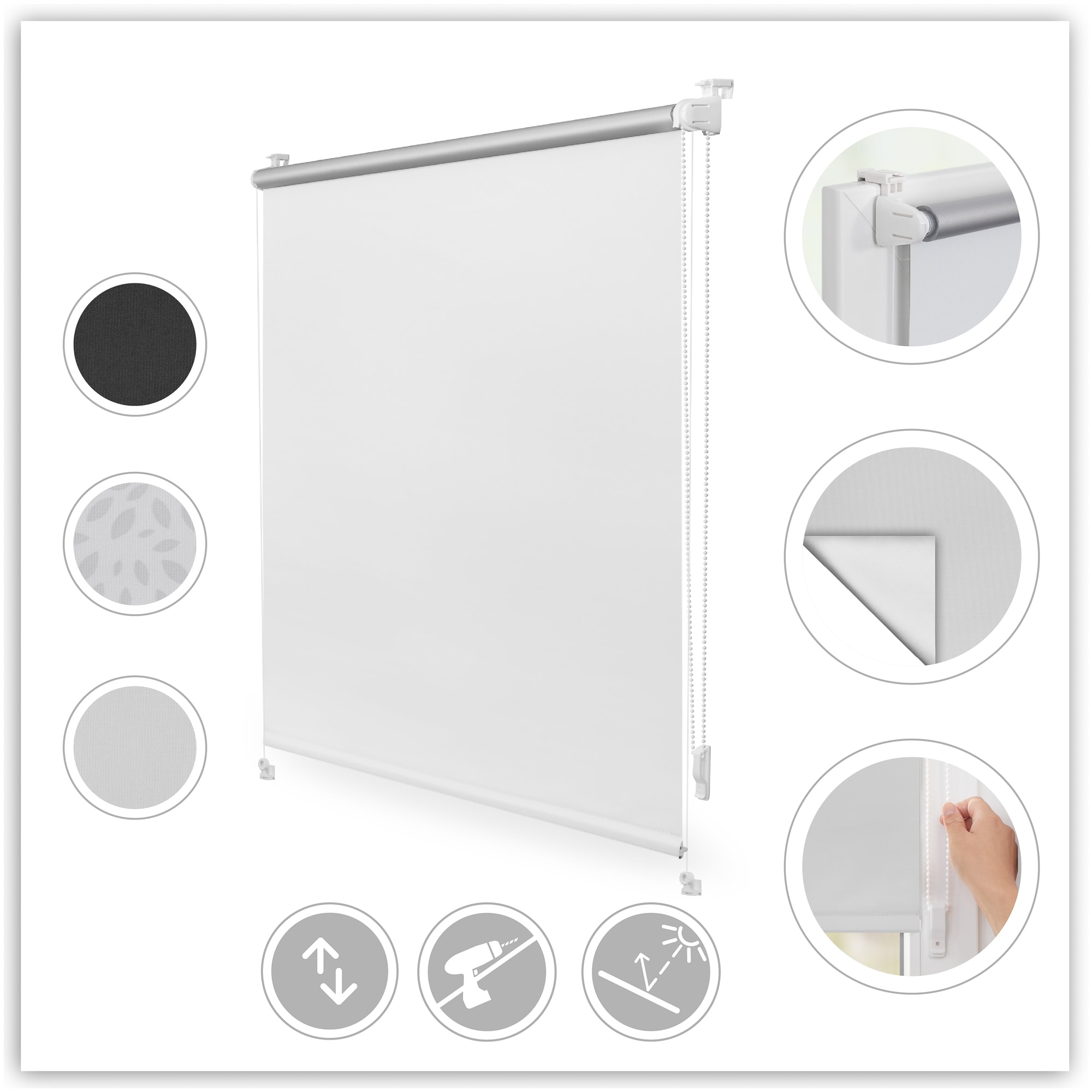 Lichtblick Verdunkelungsrollo Thermo-Rollo Klemmfix ohne Bohren mit Seitenverspannung Sichtschutz Hitzeschutzrollo - Bild 1