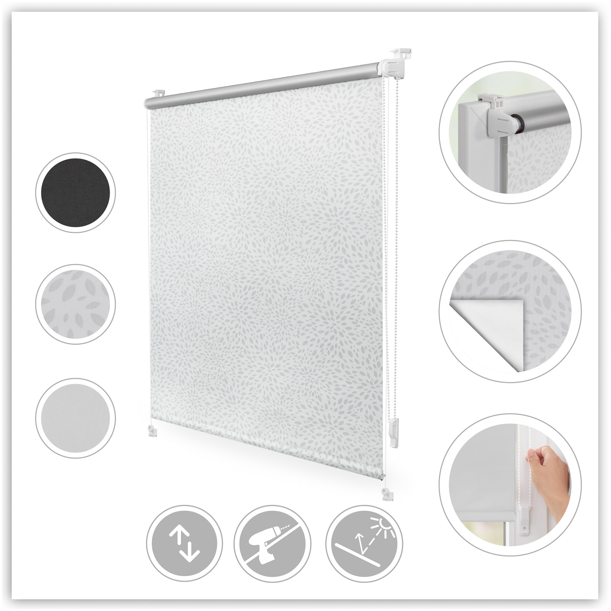 Lichtblick Verdunkelungsrollo Thermo-Rollo Klemmfix ohne Bohren mit Seitenverspannung Sichtschutz Hitzeschutzrollo - Bild 1