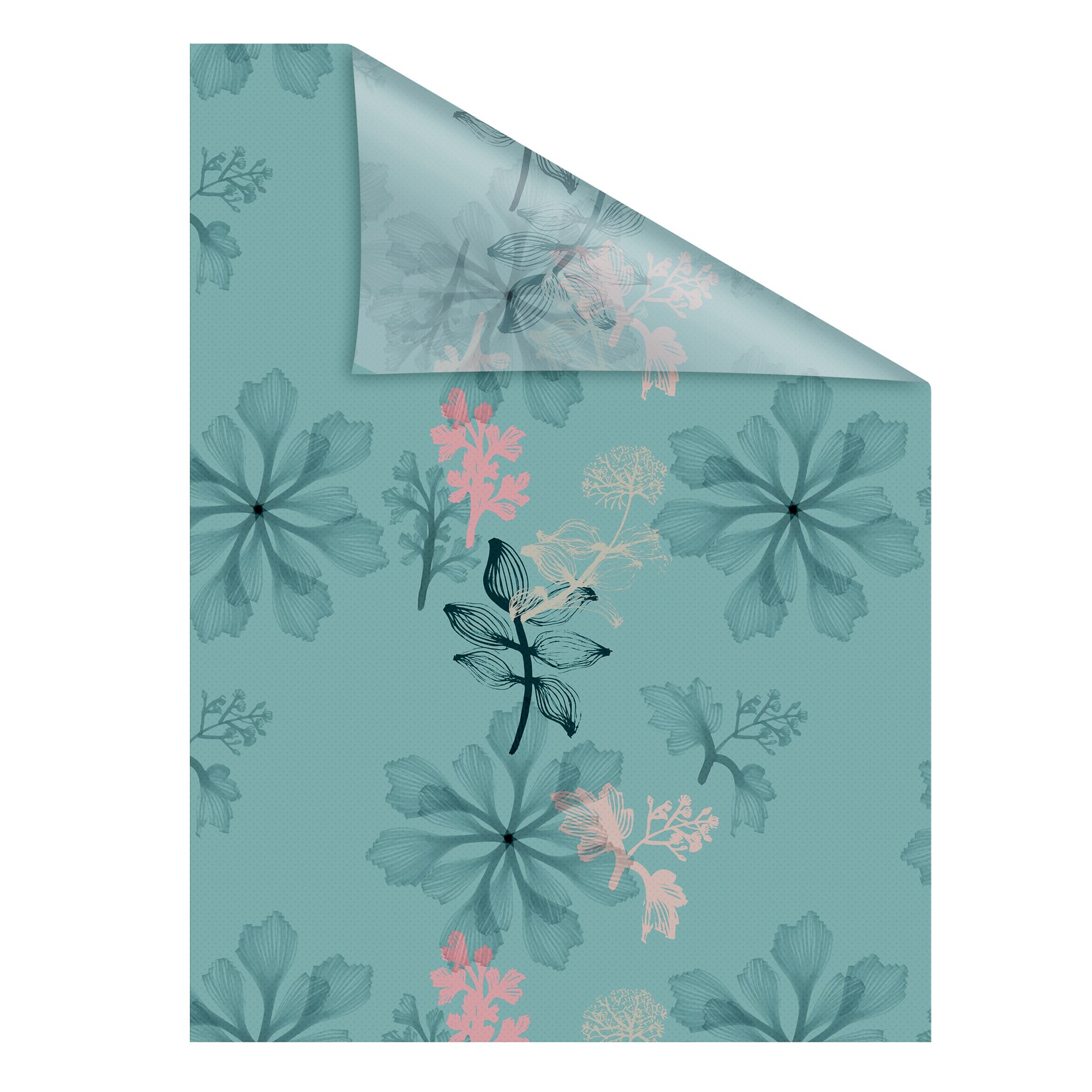 Lichtblick Fensterfolie selbstklebend, Sichtschutz, Aqua Floral - Blau