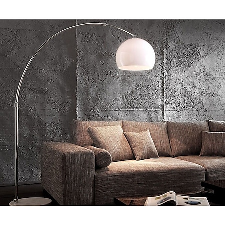 Lampe Big-Deal Eco Lounge Weiss Marmor verstellbar Bogenleuchte - Bild 1