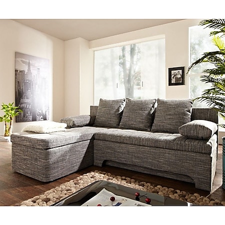 Couch Juline Grau 200x155 mit Schlaffunktion Ottomane variabel Ecksofa - Bild 1