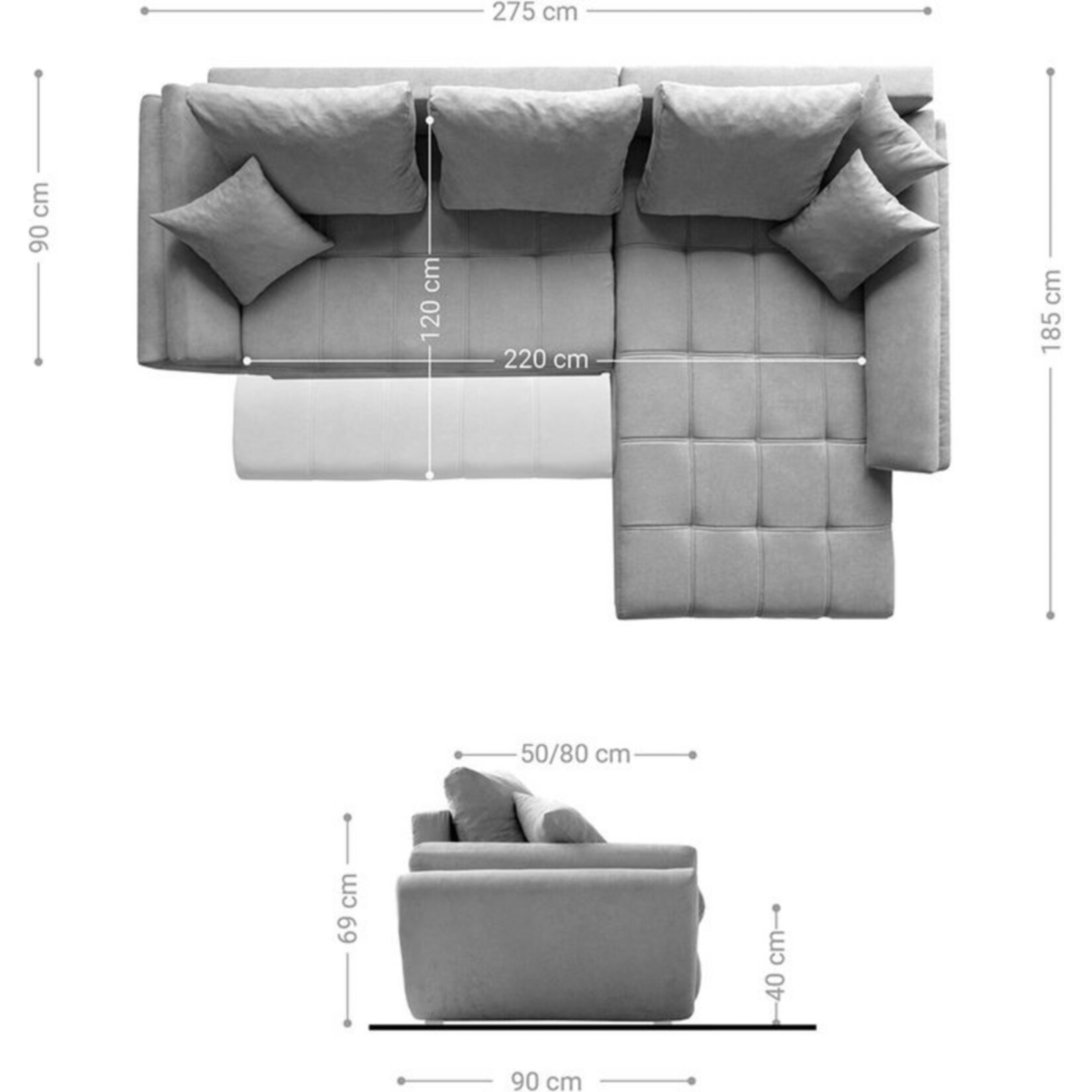 Couch Loana Braun 275x185 Cm Ecksofa Schlaffunktion Ottomane Variabel Online Kaufen Bei Netto