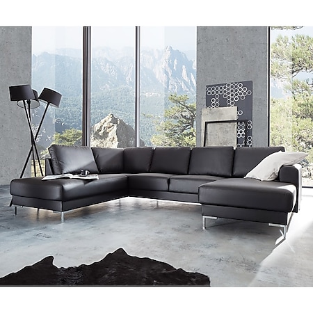 Couch Silas Schwarz 300x200 cm Ottomane Links Designer Wohnlandschaft - Bild 1