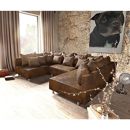Couch Clovis Braun Antik Optik Wohnlandschaft modulares Sofa - Bild 1