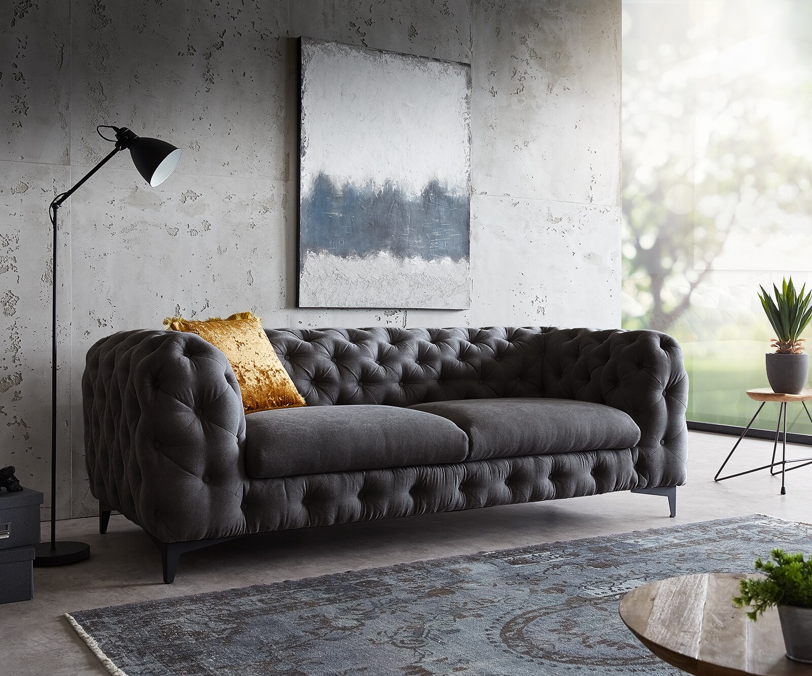 Sofa Corleone Schwarz 225x97 Cm 3 Sitzer Couch Online Kaufen Bei Netto