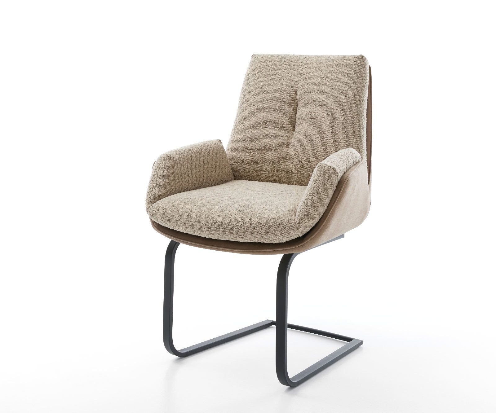 Schwingstuhl Clea-Flex Freischwinger flach Schwarz Materialmix Schlamm - Bild 1