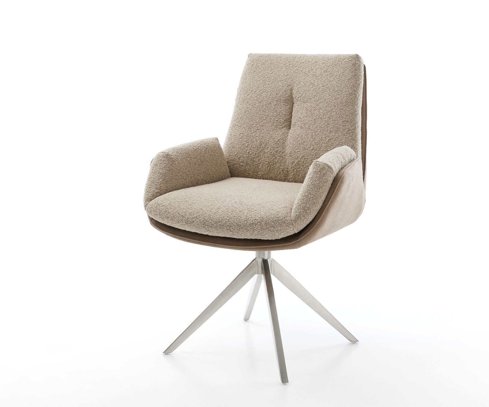 Esszimmerstuhl Clea-Flex Kreuzgestell breit Edelstahl Materialmix Schlamm 360&deg; drehbar - Bild 1