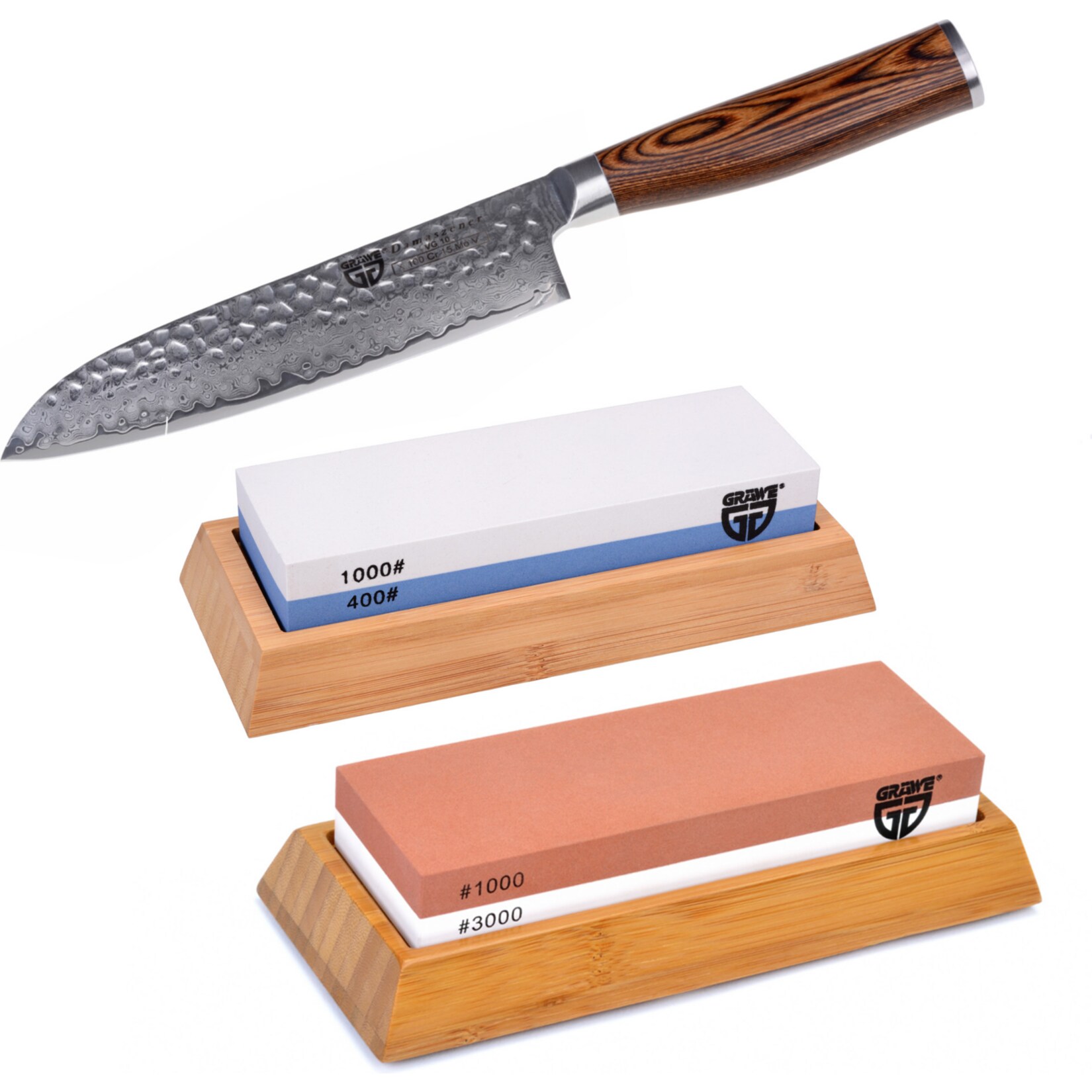 GR&Auml;WE Damaszener Messer-Set HAMMERSCHLAG - Bild 1