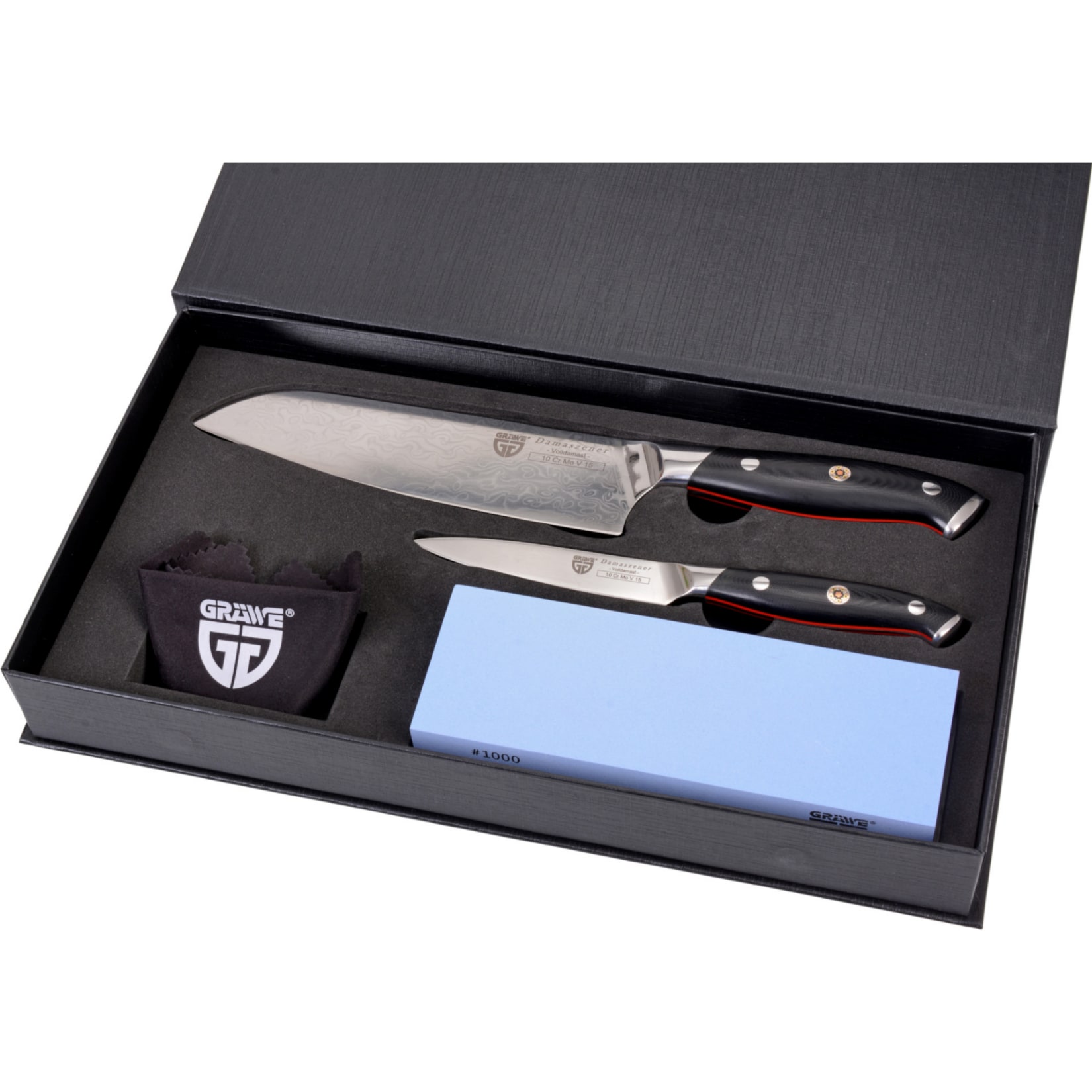 GR&Auml;WE Damastmesser-Set mit Wetzstein - Bild 1