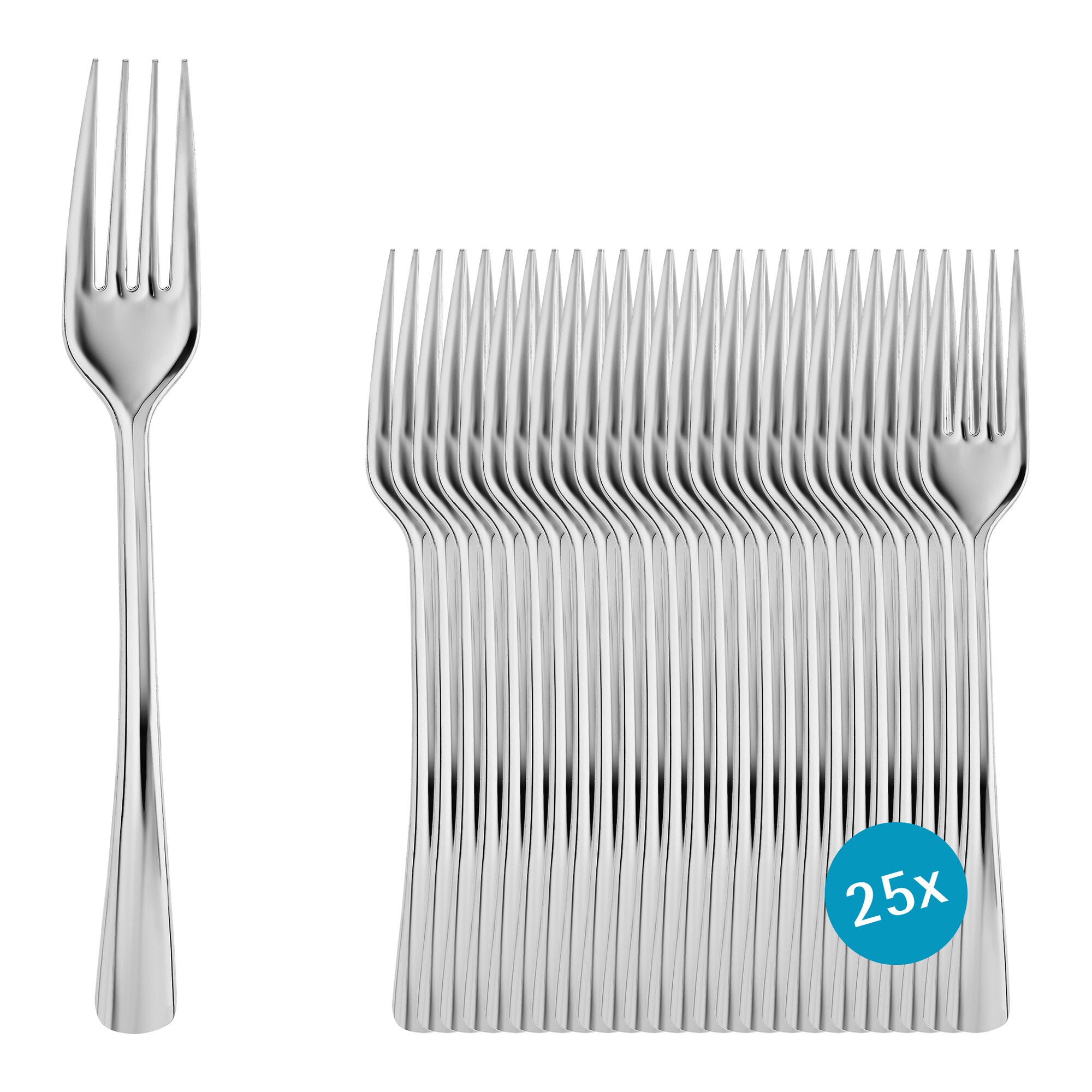 GR&Auml;WE Mehrweg Tafelgabel aus Kunststoff Edelstahl-Look 25 St&uuml;ck - Bild 1