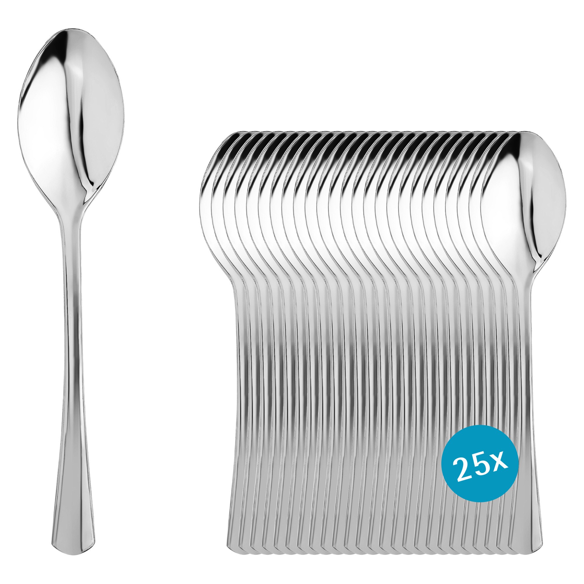 GR&Auml;WE Mehrweg Tafell&ouml;ffel aus Kunststoff Edelstahl-Look 25 St&uuml;ck - Bild 1
