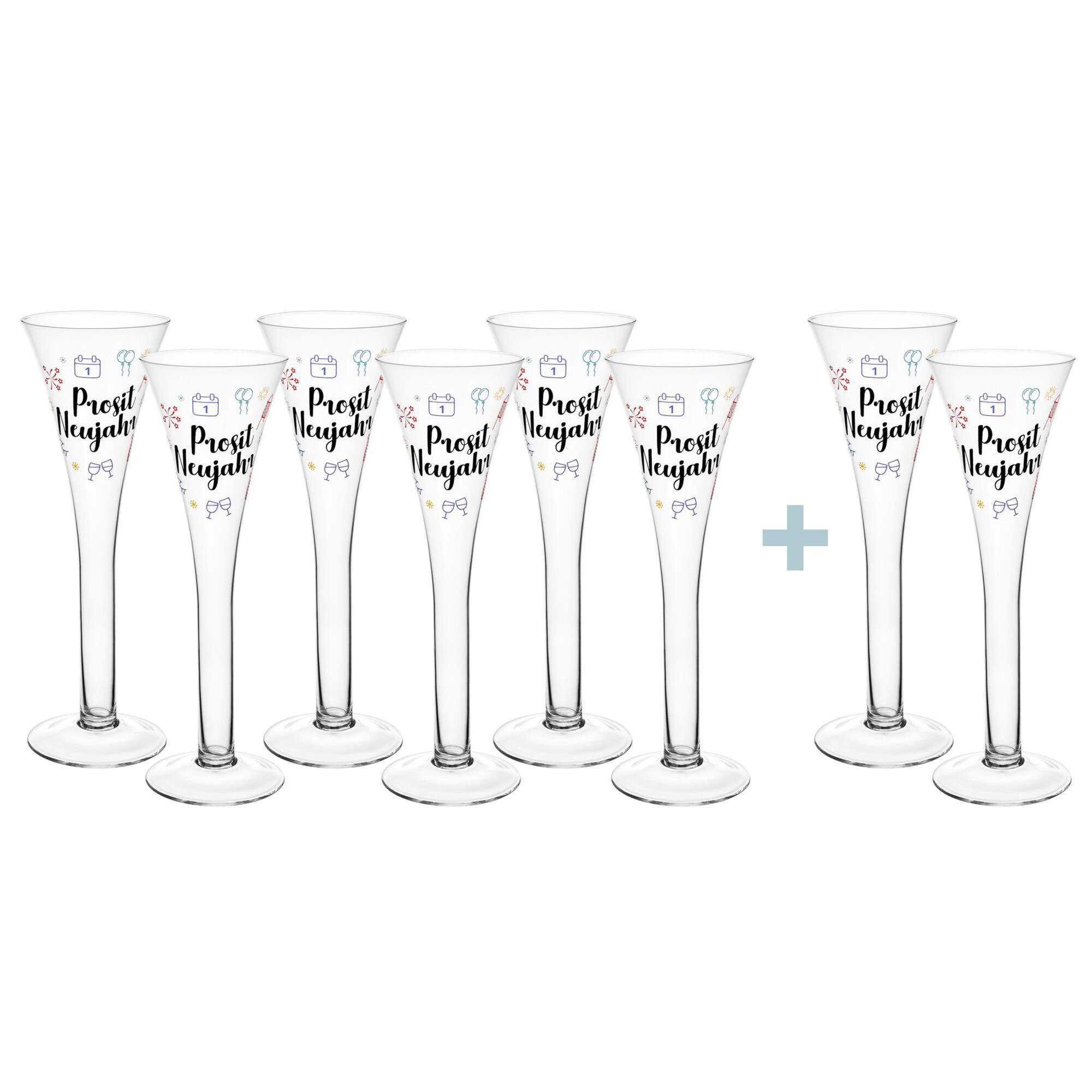 GR&Auml;WE Sektgl&auml;ser, 6er Set + 2 Gratis Prosit Neujahr - Bild 1