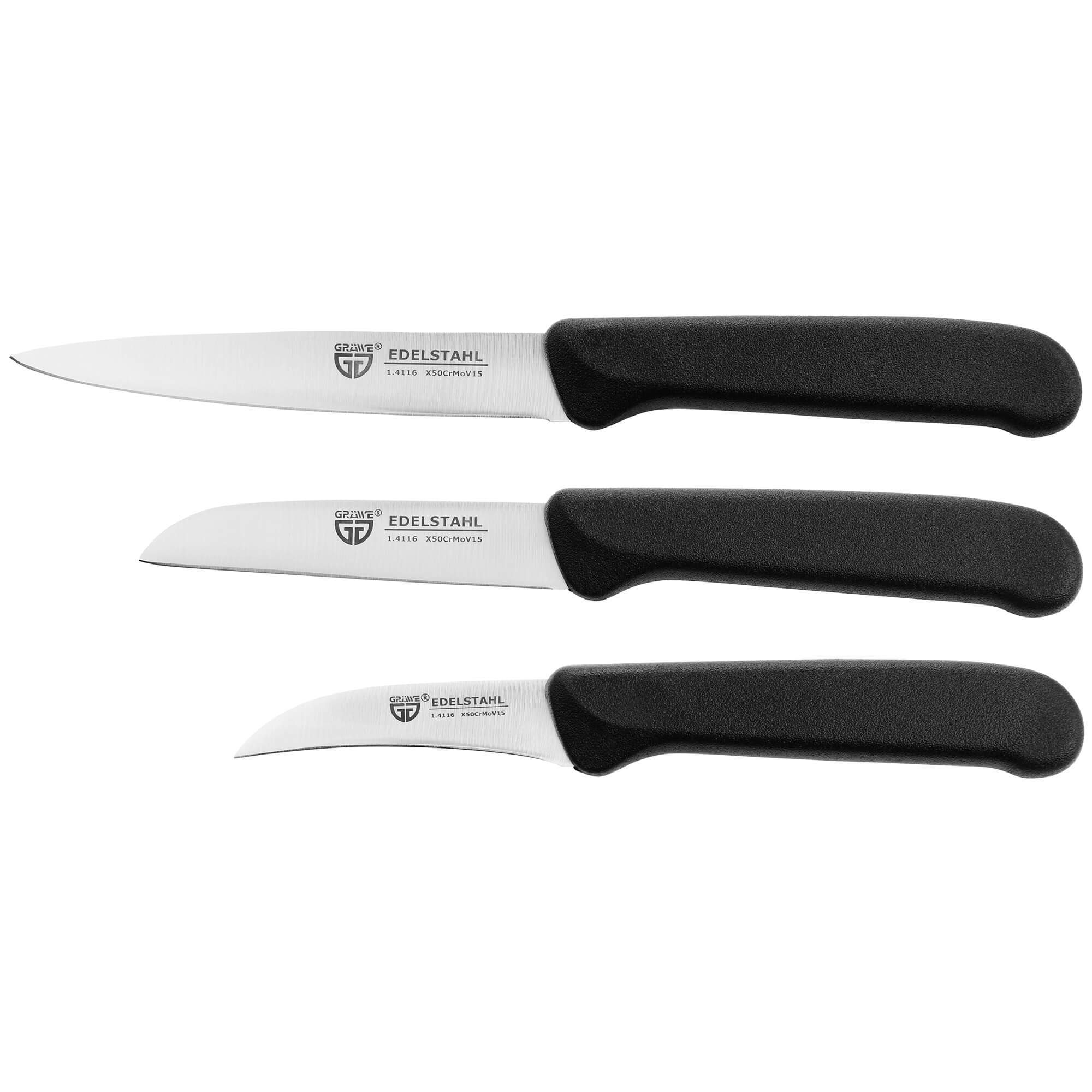 GR&Auml;WE K&uuml;chenmesser-Set 3 tlg., Edelstahl, bunte Griffe - Bild 1