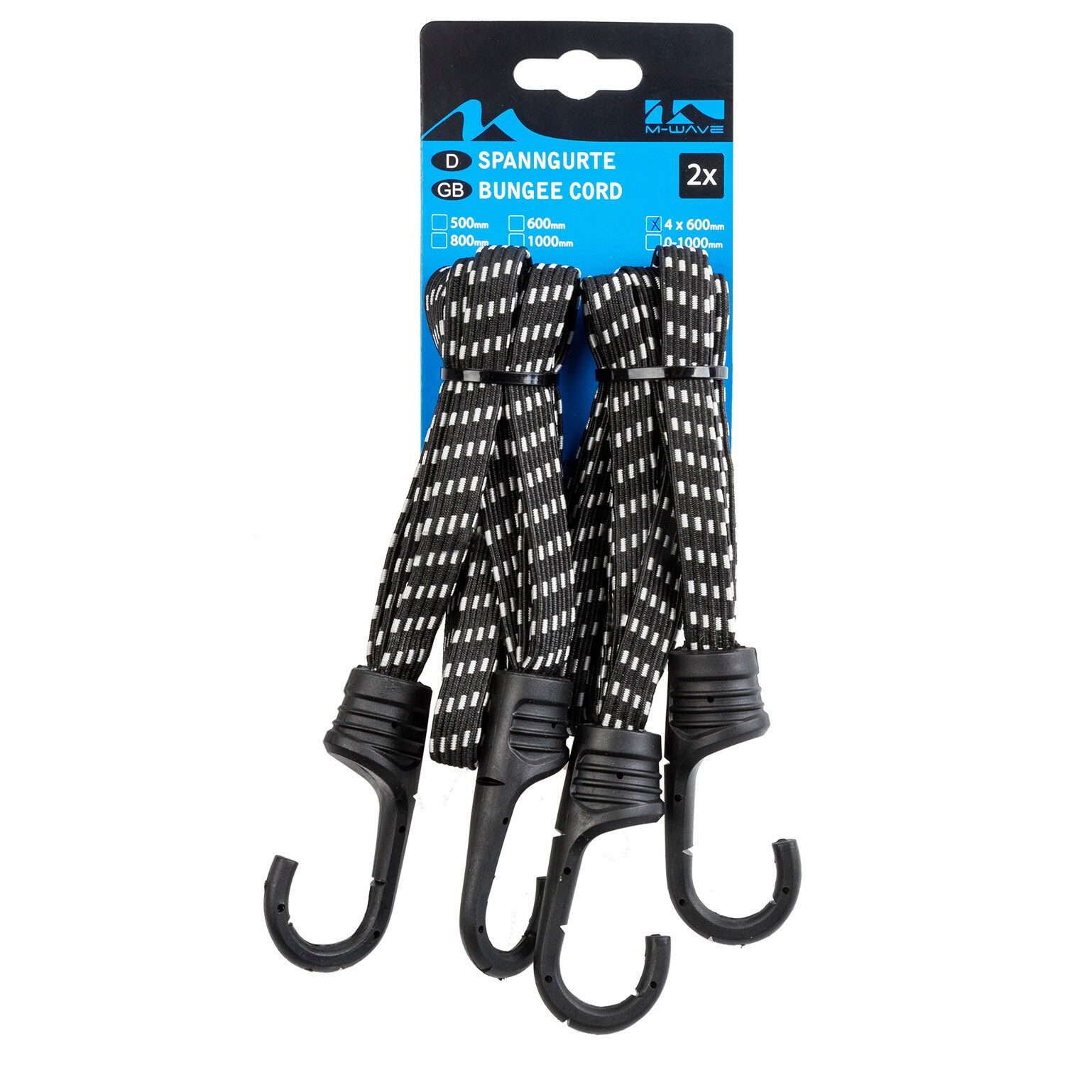 M-Wave Bungee Multi 60 Spanngurt Fahrrad Gep&auml;cktr&auml;ger Spanngummi schwarz 600 mm - Bild 1