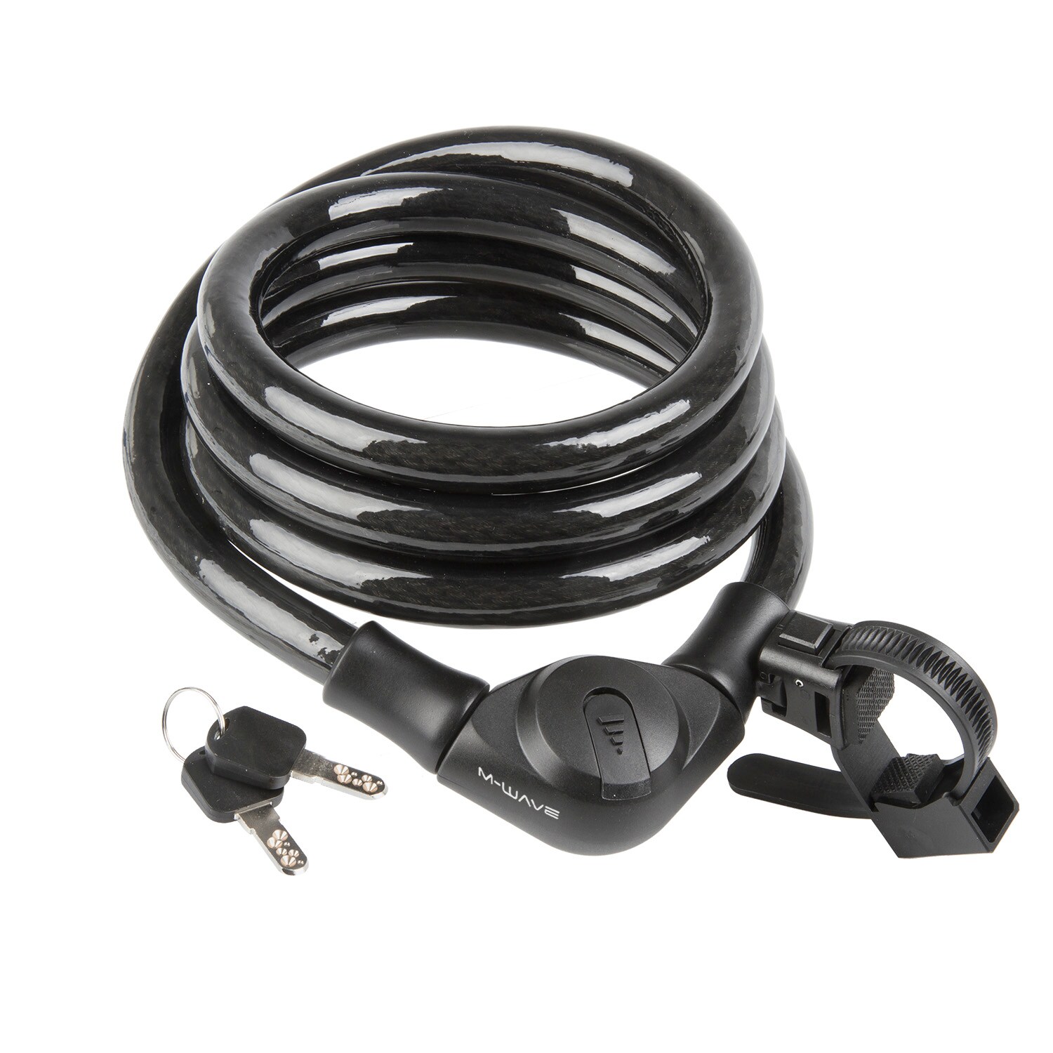 M-Wave S 20.18 Fahrradschloss Spiralkabelschloss mit Schlüssel und Halterung 1,8 m | 08875390225874