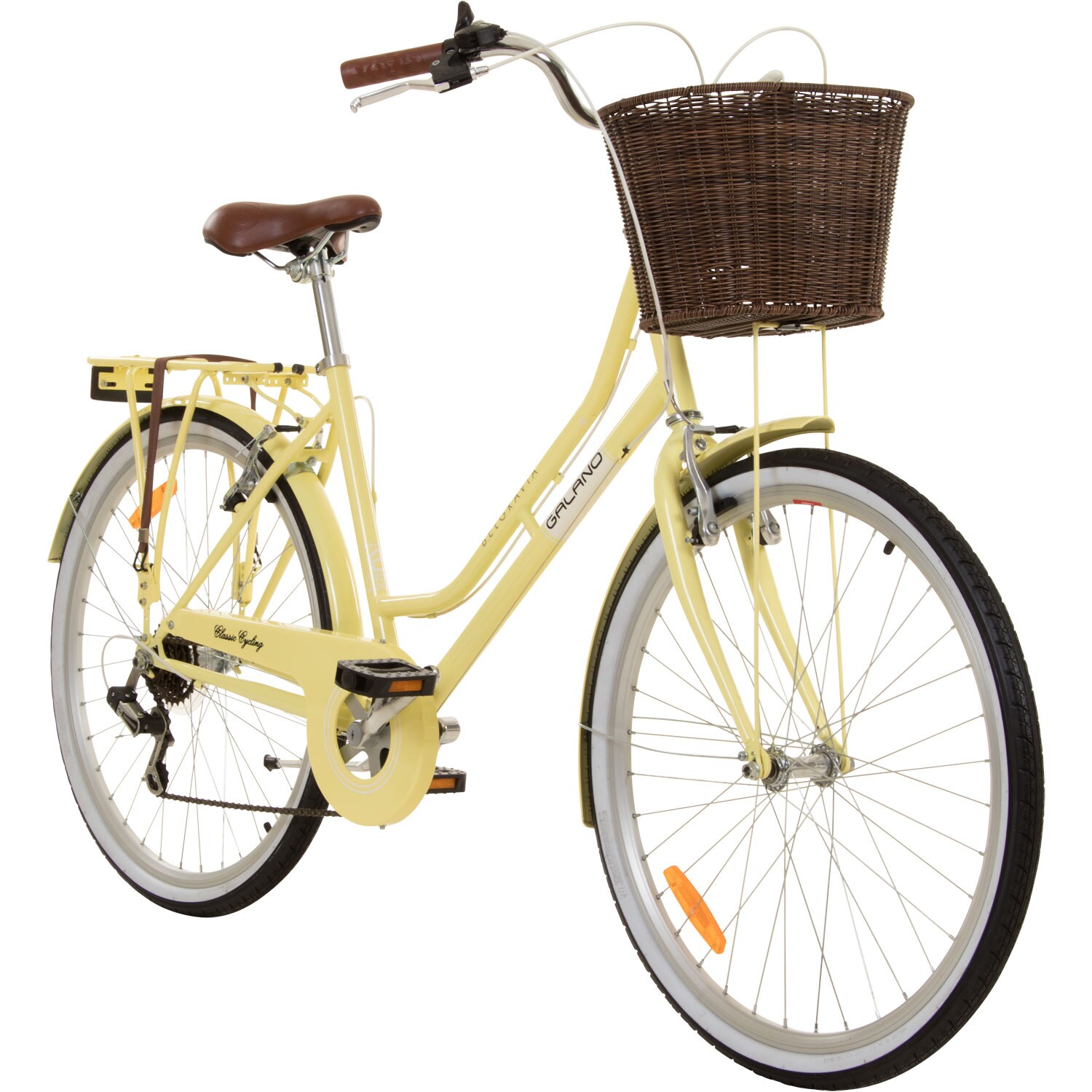 Galano Belgravia Damenfahrrad mit 6 G&auml;ngen 145 - 180 cm Stadtrad 26 Zoll retro Cityrad mit Licht StVZO Fahrrad mit tiefem Einstieg (gelb, 46 cm) - Bild 1