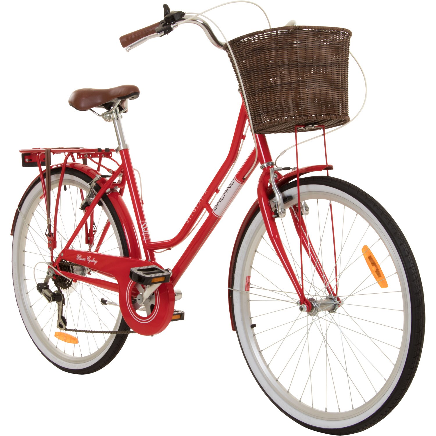 Galano Belgravia Damenfahrrad mit 6 G&auml;ngen 145 - 180 cm Stadtrad 26 Zoll retro Cityrad mit Licht StVZO Fahrrad mit tiefem Einstieg (rot, 46 cm) - Bild 1