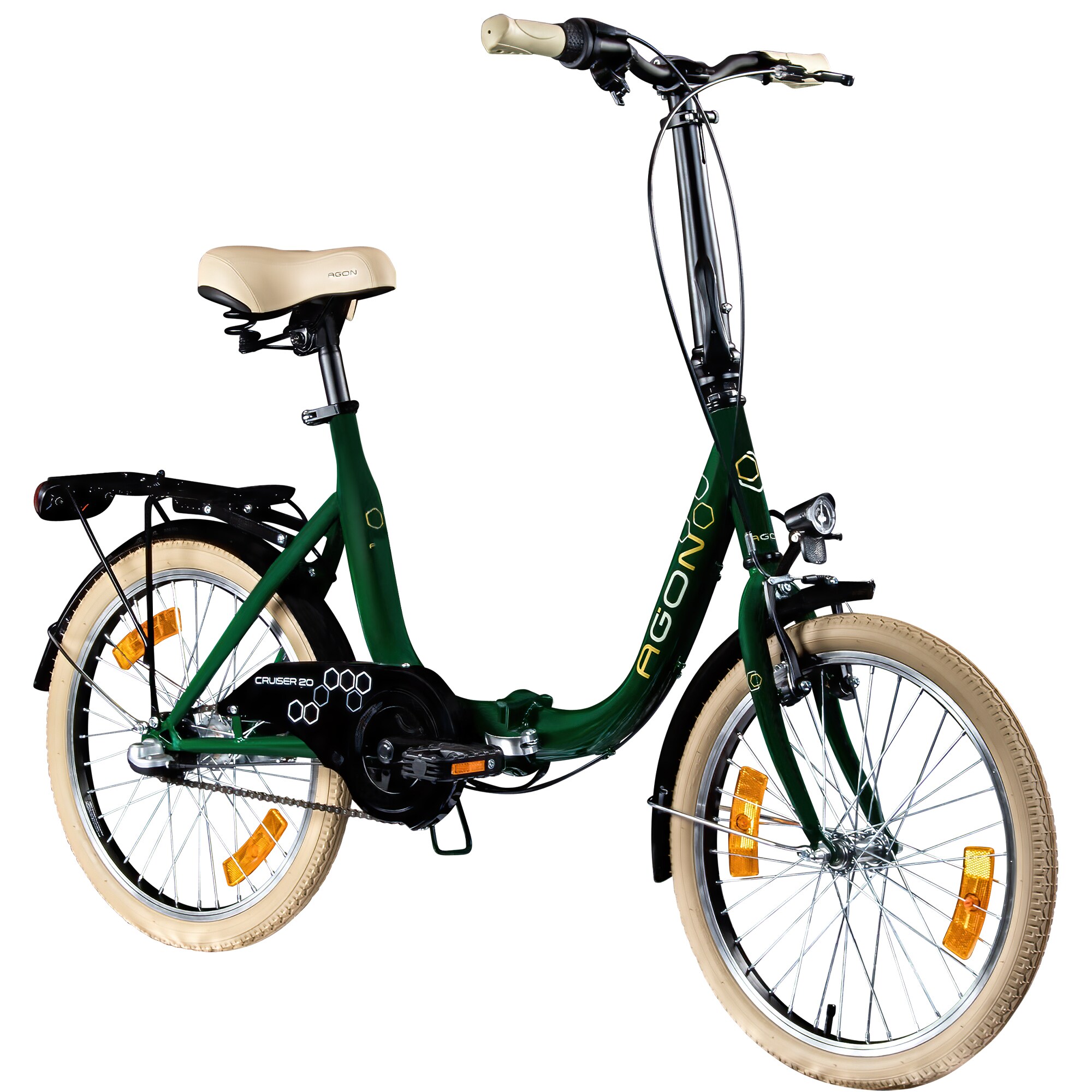 Agon Cruiser 20 Zoll Klapprad f&uuml;r Damen und Herren 150 - 185 cm StVZO Faltfahrrad Erwachsene tiefer Einstieg gr&uuml;n - Bild 1