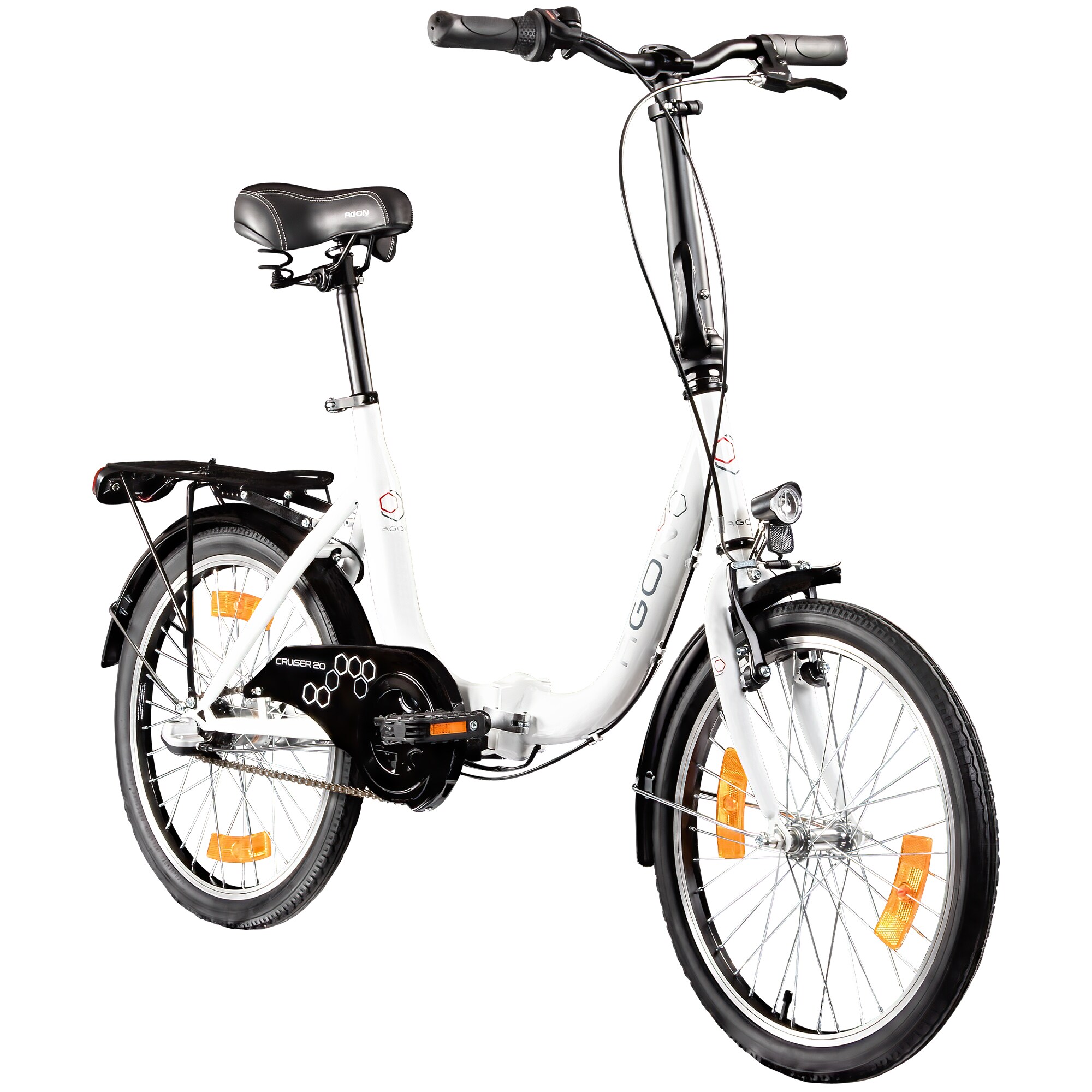 Agon Cruiser 20 Zoll Klapprad f&uuml;r Damen und Herren 150 - 185 cm StVZO Faltfahrrad Erwachsene tiefer Einstieg wei&szlig; - Bild 1