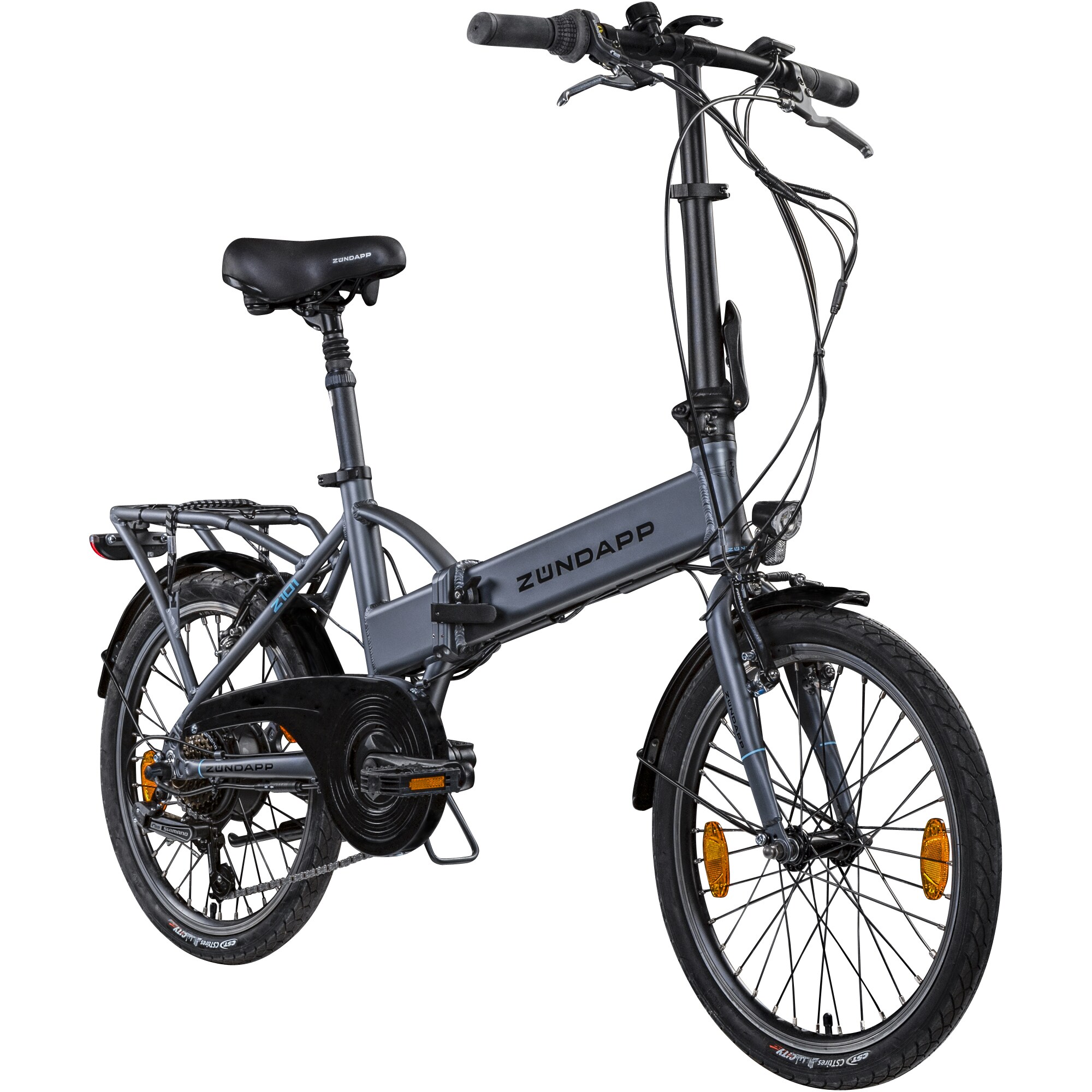 Z&uuml;ndapp Z101 20 Zoll Elektro Klapprad f&uuml;r Erwachsene 150 - 180 cm 6 Gang E Klappfahrrad E Bike Faltrad Pedelec StVZO silber - Bild 1