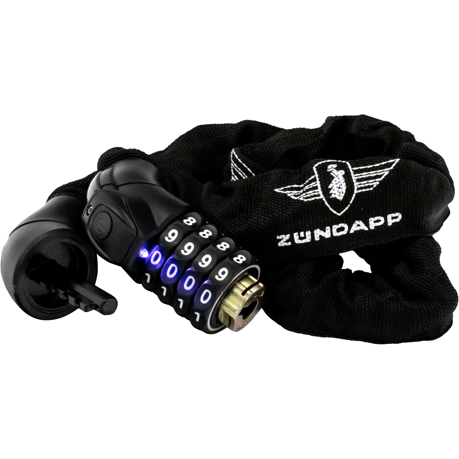 Z&uuml;ndapp BL-90 Fahrradschloss Zahlenschloss 90 cm Kettenschloss mit LED Licht - Bild 1