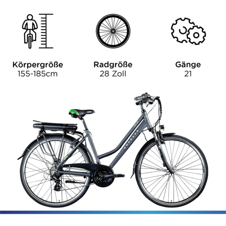 Zündapp Z810 E Bike Trekkingrad Damen ab 155 cm mit Nabenmotor