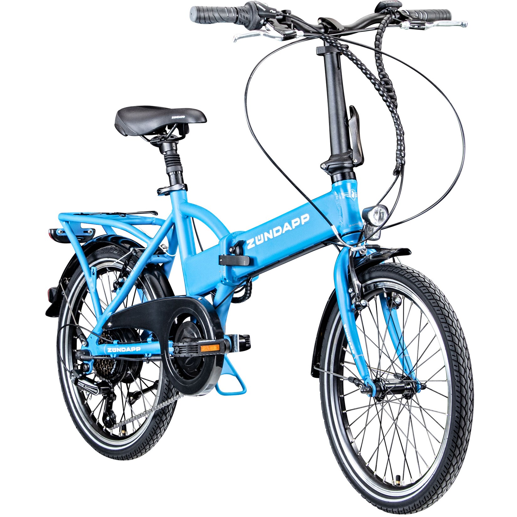 Zündapp Z101 20 Zoll Elektro Klapprad für Erwachsene 150 – 180 cm 6 Gang E Klappfahrrad E Bike Faltrad Pedelec StVZO sky blau | 04250845939263