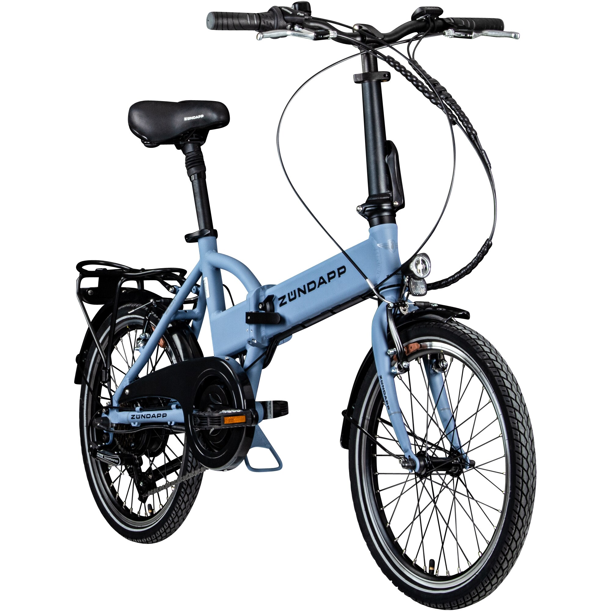 Z&uuml;ndapp Z101 20 Zoll Elektro Klapprad f&uuml;r Erwachsene 150 - 180 cm 6 Gang E Klappfahrrad E Bike Faltrad Pedelec StVZO hellblau - Bild 1