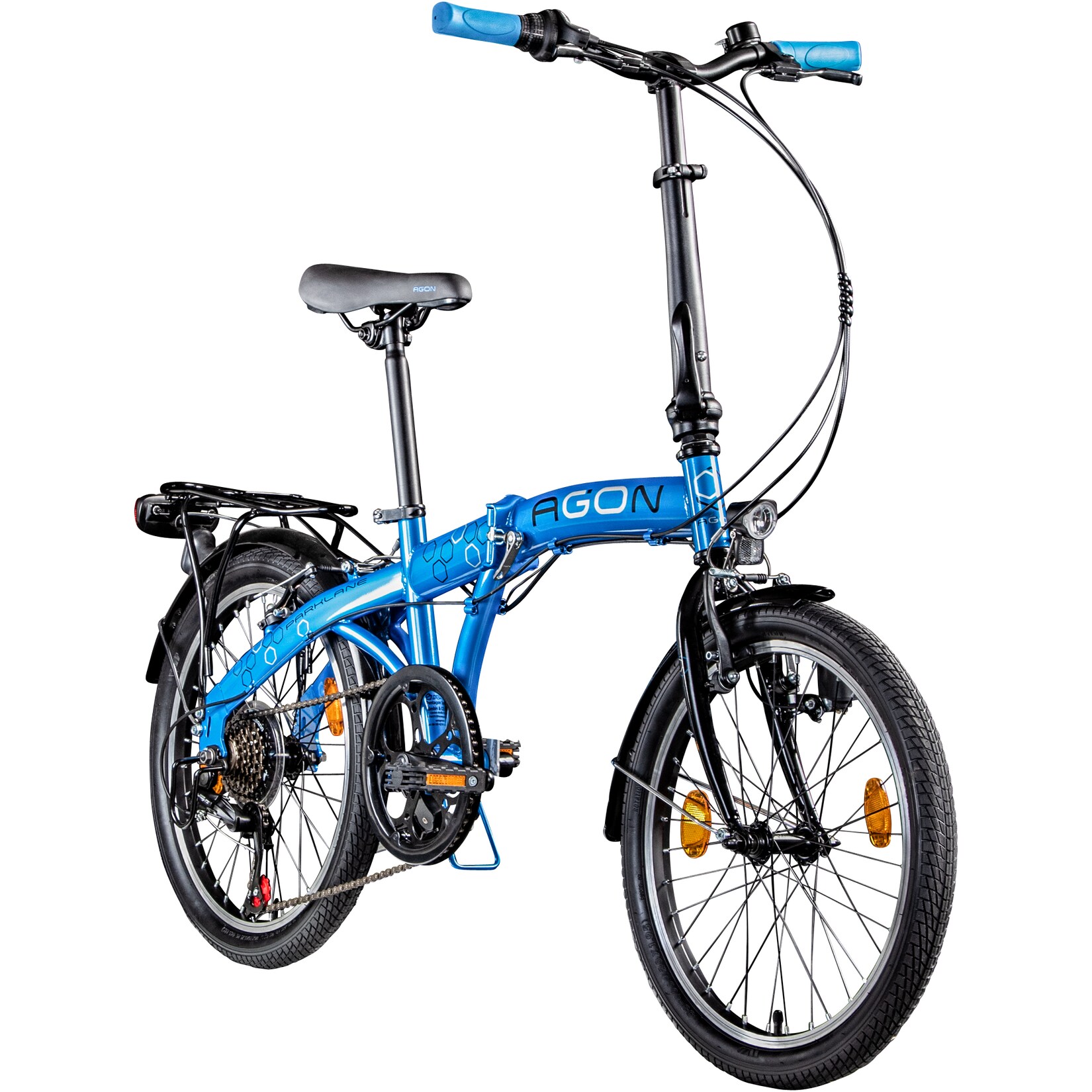 Agon Parklane Klapprad für Damen und Herren 150 – 185 cm 6 Gang Fahrrad Faltrad StVZO blau | 04250845938594